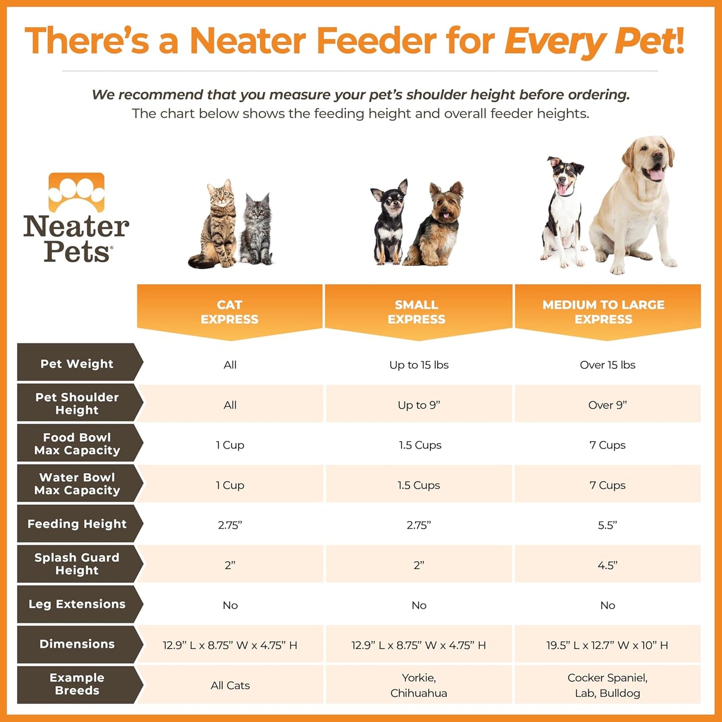 Neater Feeder Express Mess Proof Dog Bowls Elevated for Small Breeds under 15 Lb, Made in USA, No Spill Raised Dog Food Bowl Stand, Stainless Steel Food and Water Bowl Set, Feeding Station, Cappuccino