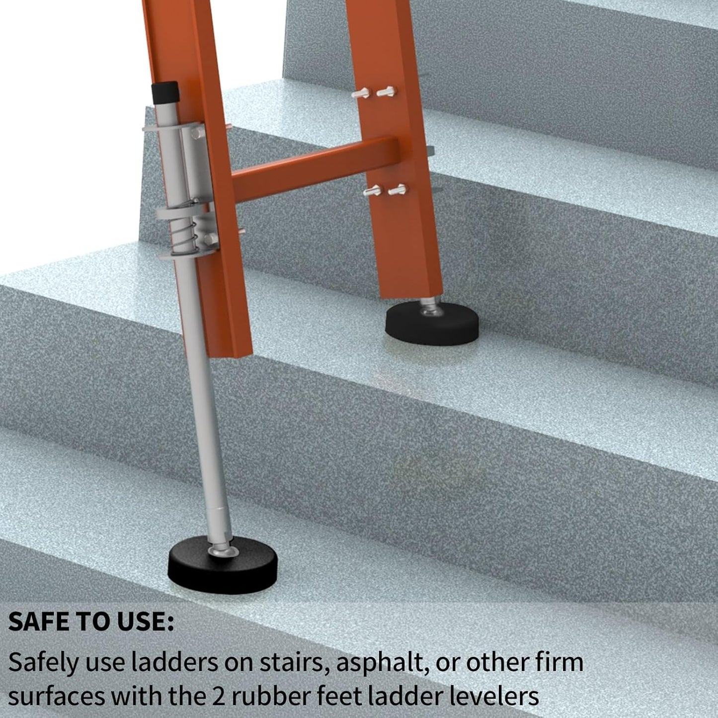 Ladder Leveler Pair with Rubber Feet Orange,Adjustable Ladder Leg Leveler for Extension Ladder Stabilizer Ladder Accessories 20"