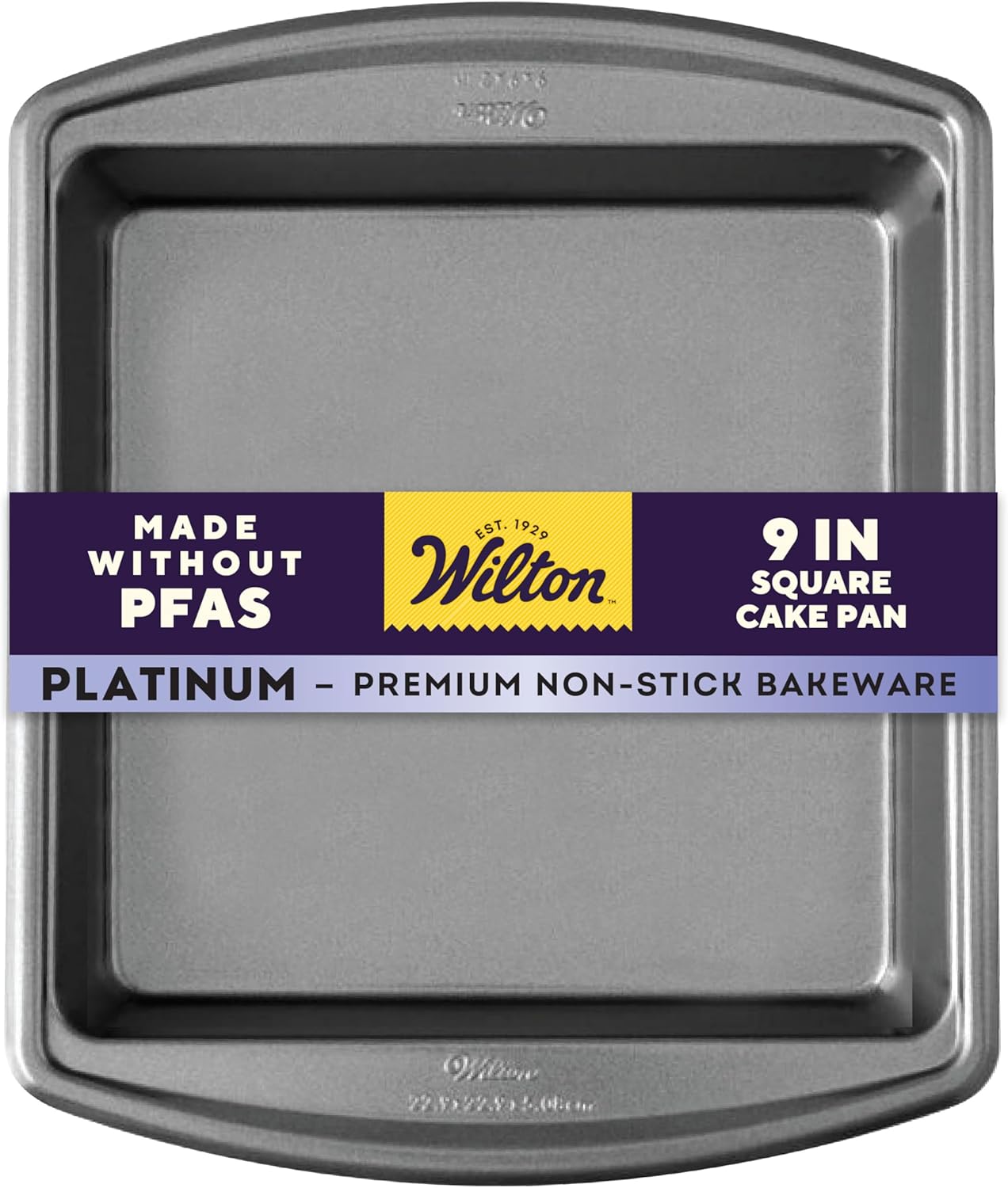 Wilton Platinum Non-Stick 9 x 9 Inch Square Brownie Cake Pan, Cold-Rolled Steel Bakeware, Made without PFAS, Packaging May Vary