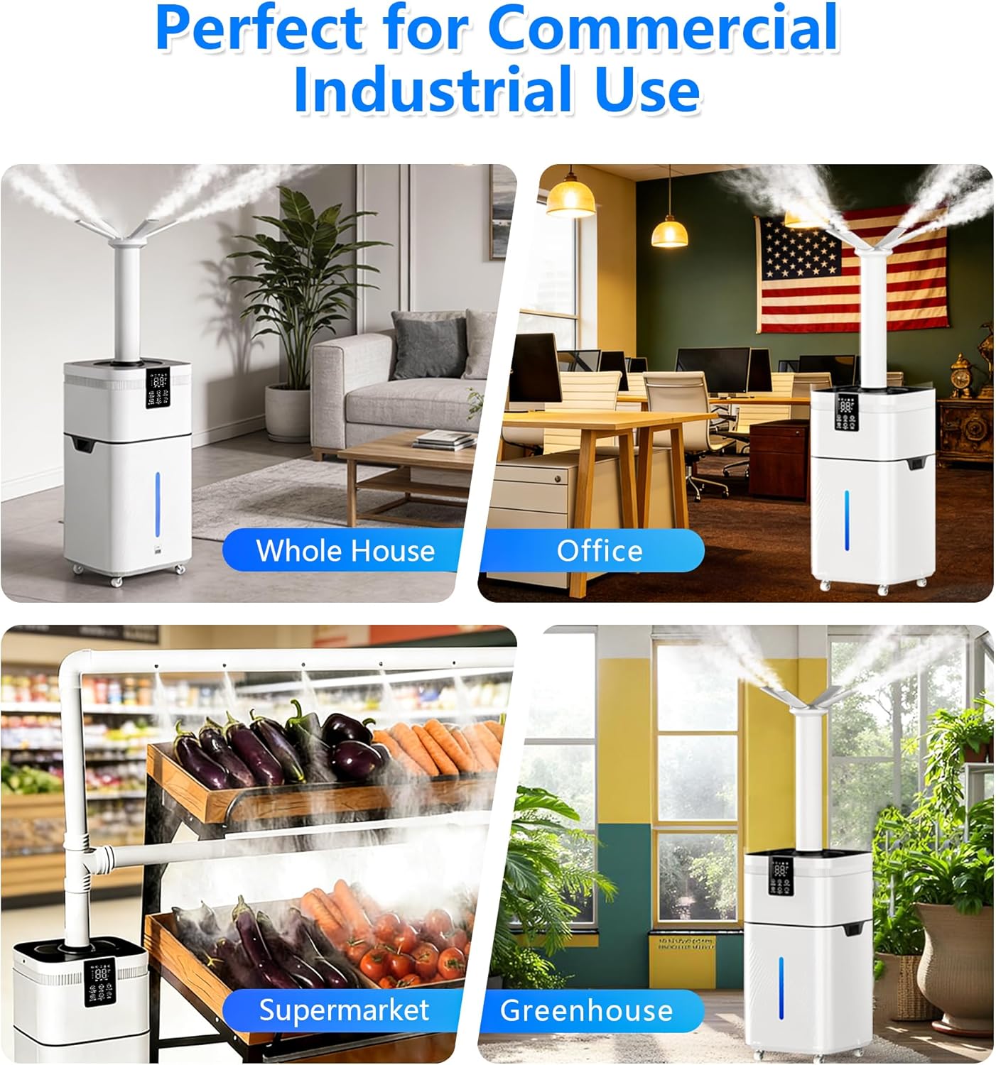 30L/7.93Gal Commercial Humidifier for Large Room 4200 sq ft, 3000mL/H Whole House Humidifiers with Supersized Cool Mist,Quiet Humidifiers for Bedroom, Home,Office, Plants, Warehouse