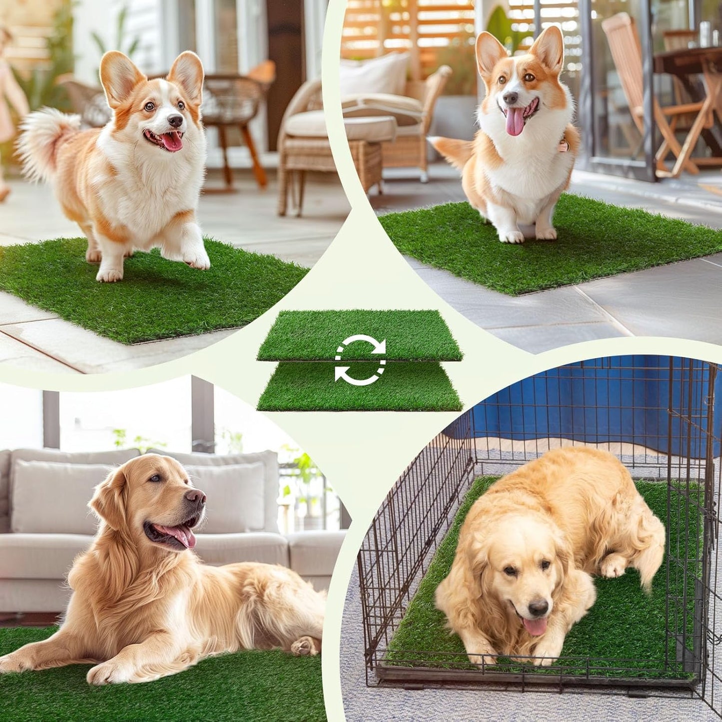LOOBANI Dog Grass Pee Pads, 2 Pack Artificial Grass Pads for Potty Tray, Fake Grass for Dogs to Pee On, Outdoor Indoor Pee Grass for Dog Potty (18*23 inch)