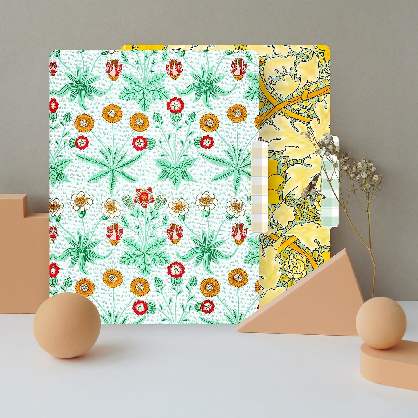 PARTH IMPEX 12 Pack William Morris Decorative File Folders, 1/3 Cut Tab with Assorted Positions, Letter Size Paper Holders (9.75” x 11.75”) Matte Finish Laminated for Office School Work