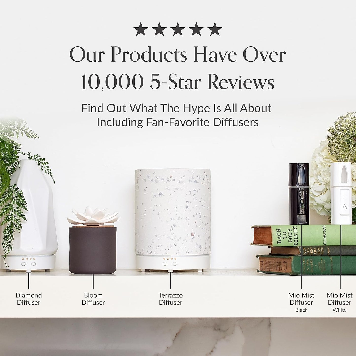 Edens Garden White Diamond Essential Oil Diffuser – Ultrasonic Natural Stone Aromatherapy Device with Auto Shut-Off & Ambient Light – Quiet Mist Humidifier for Home, Office & Spa - White, 90 ml