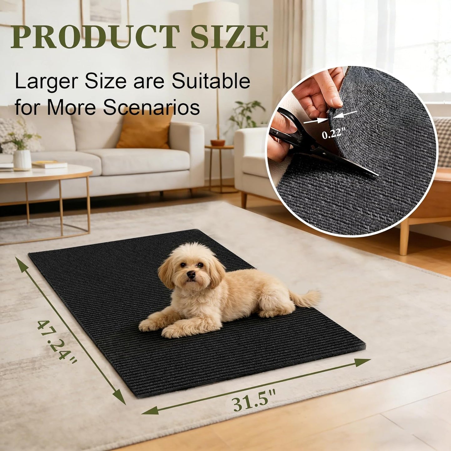 Mat for Under Dog Crate Washable Dog Crate Mat Pet Mats for Floor Waterproof Dog Mat Non-Slip Pads for Kennel Training Protect Floors (47" x 31.5" x 0.22")