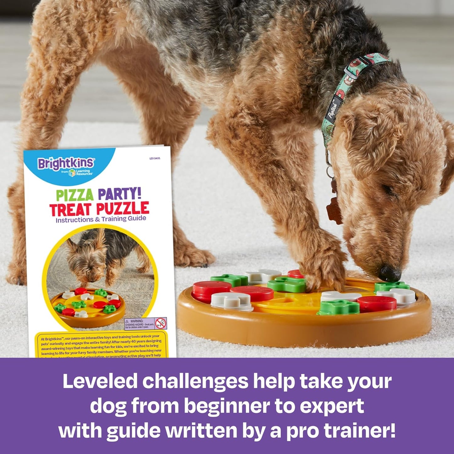 Brightkins Pizza Party! Treat Puzzle - Interactive Dog Toys, Dog Puzzle Toy and Slow Feeder, Enrichment Feeder for Dogs and Cats, Puppy Toys to Keep Them Busy, Cat Enrichment Puzzles