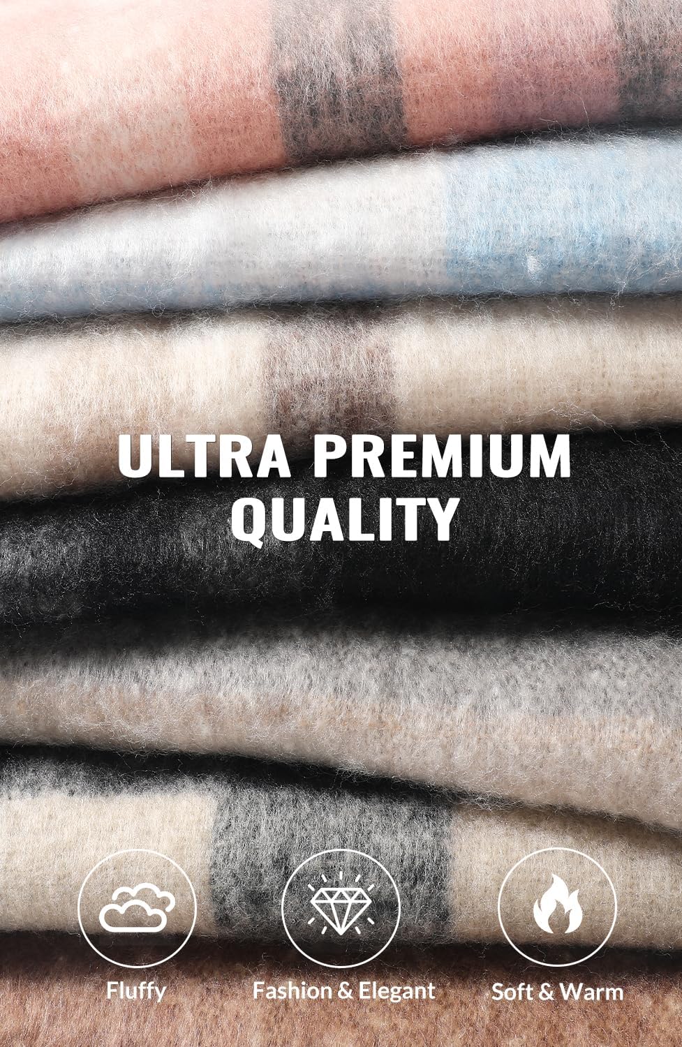 Passionbility Women's Winter Scarfs for Women, Mohair Vintage Scarf Large Chunky Scarf Cashmere Feel Blanket Wrap