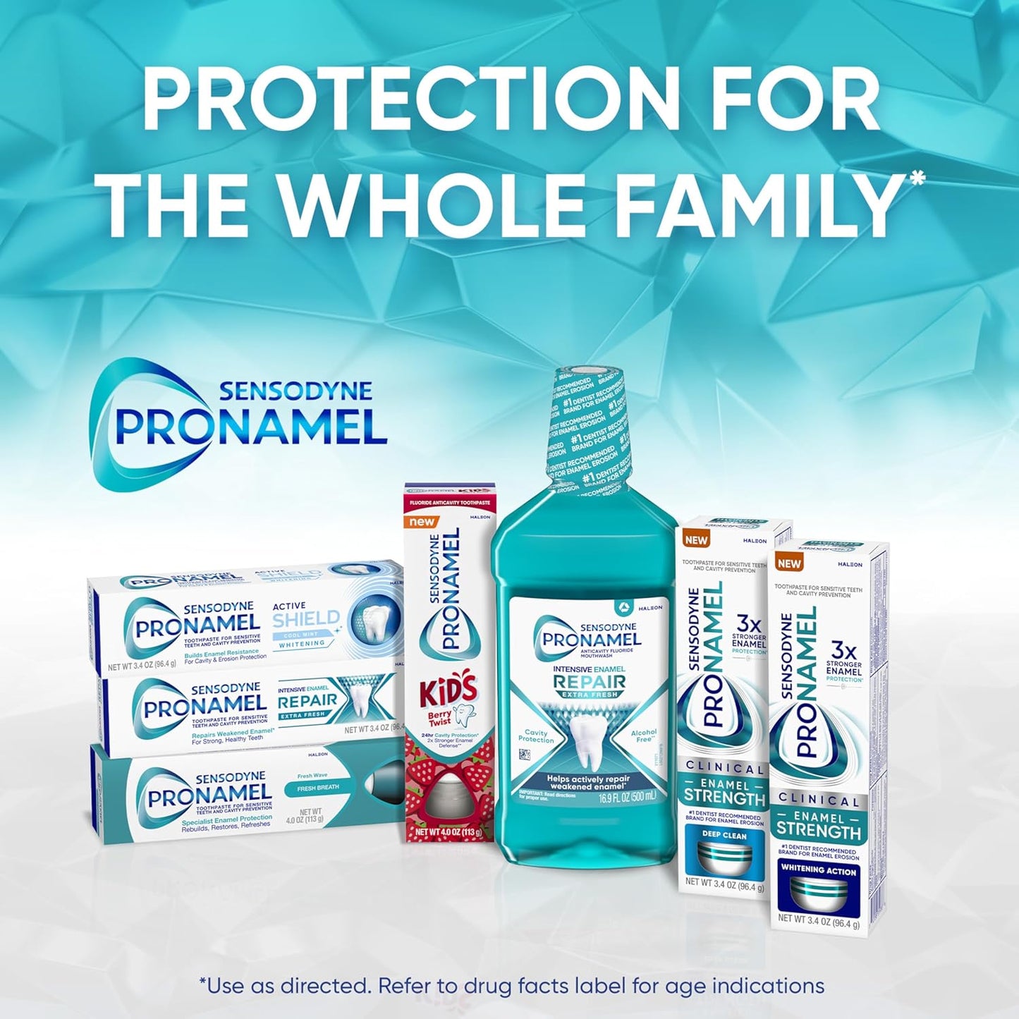 Sensodyne Pronamel Active Shield Whitening Enamel Toothpaste, Cool Mint - 3.4 Ounces x 3