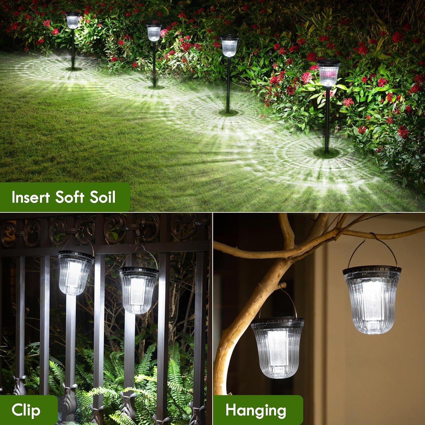 Solar Lights Outside Waterproof, 6 Pack 200 Lumens Super Bright Solar Pathway Lights Outdoor Waterproof with 2 Lighting Modes, Auto On/Off Outdoor Solar Lights for Yard, Walkway, Lawn