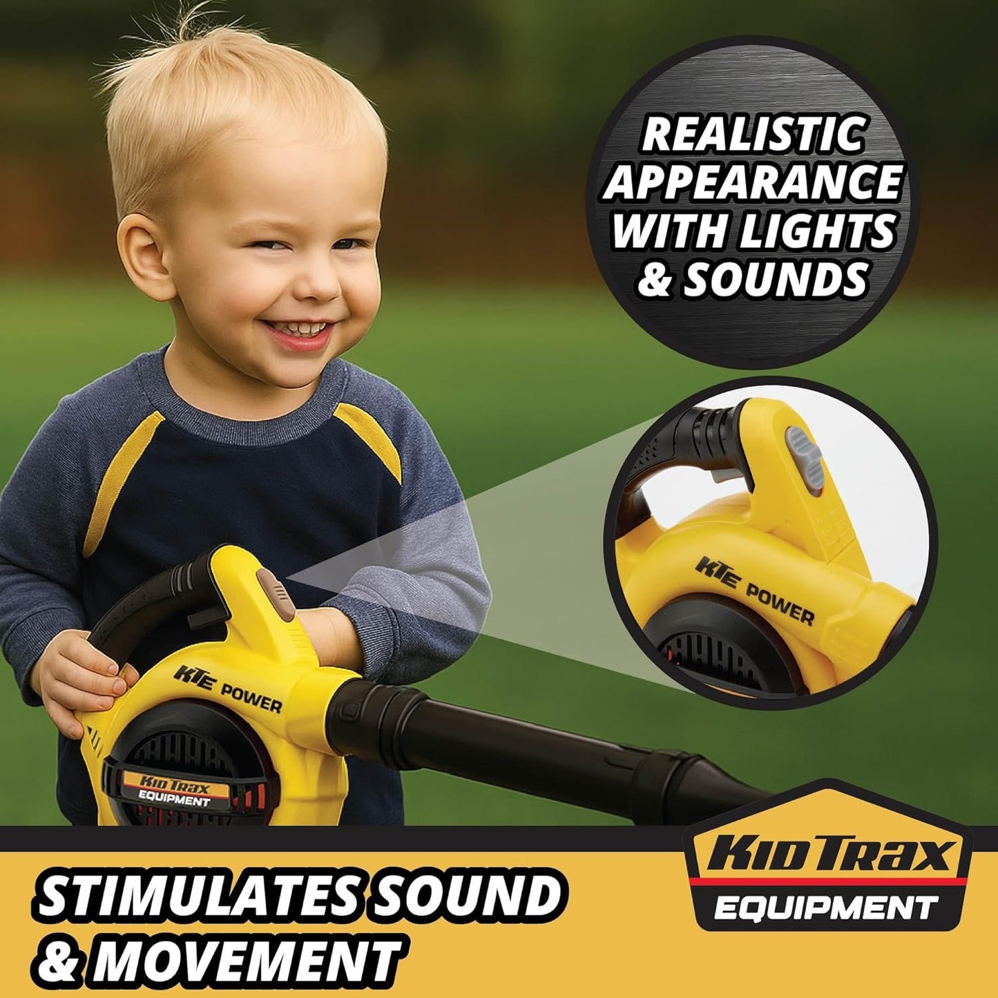 Kid Trax Leaf Blower Construction Toys - Kid Toy, Gardening Tools, Kids Leaf Blower, Tools for Kid, Pretend Play, Easy to Use, Realistic with Lights & Sounds, Toys for 3 Year Old Boys and Girls Above
