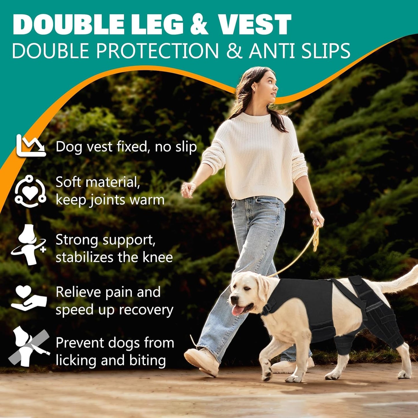 Dog Knee Brace Double Leg Support with Vest - Orthopedic Joint Stabilizer for ACL Tear, Arthritis, Patella Recovery - Adjustable Non-Slip Recovery Brace for Small Middle Large Dogs (Small)