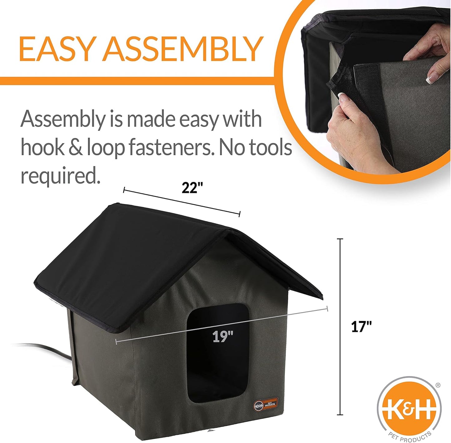 K&H Pet Products Heated Outdoor Cat House for Outside Pets in Winter, Weatherproof Outdoor House for Ferals, Insulated Kitty Shelter, 2 Doors, Waterproof Heated Cat Bed, Safety Listed - Olive/Black