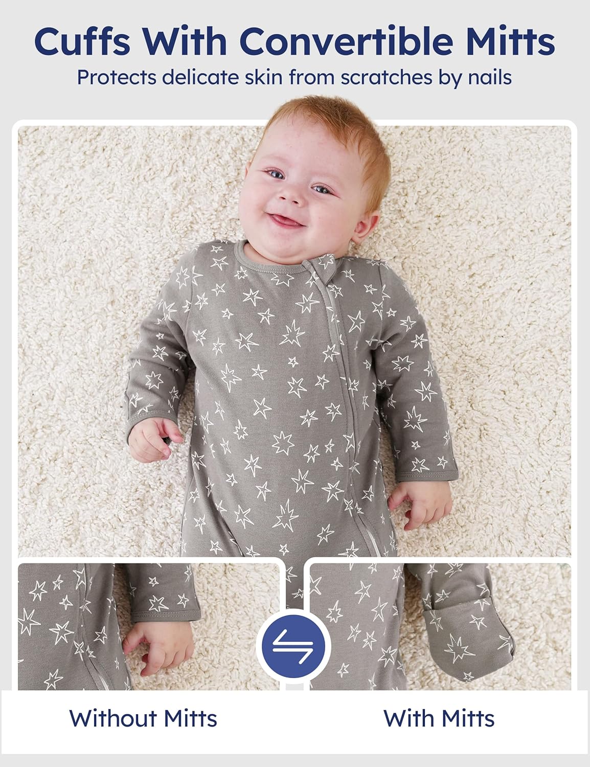 Baby Pajamas 100% Cotton Baby Sleepers for Newborn 0-3 3-6 6-9 Months 3Pcs Footie Pajamas Baby Boys Girls Clothes