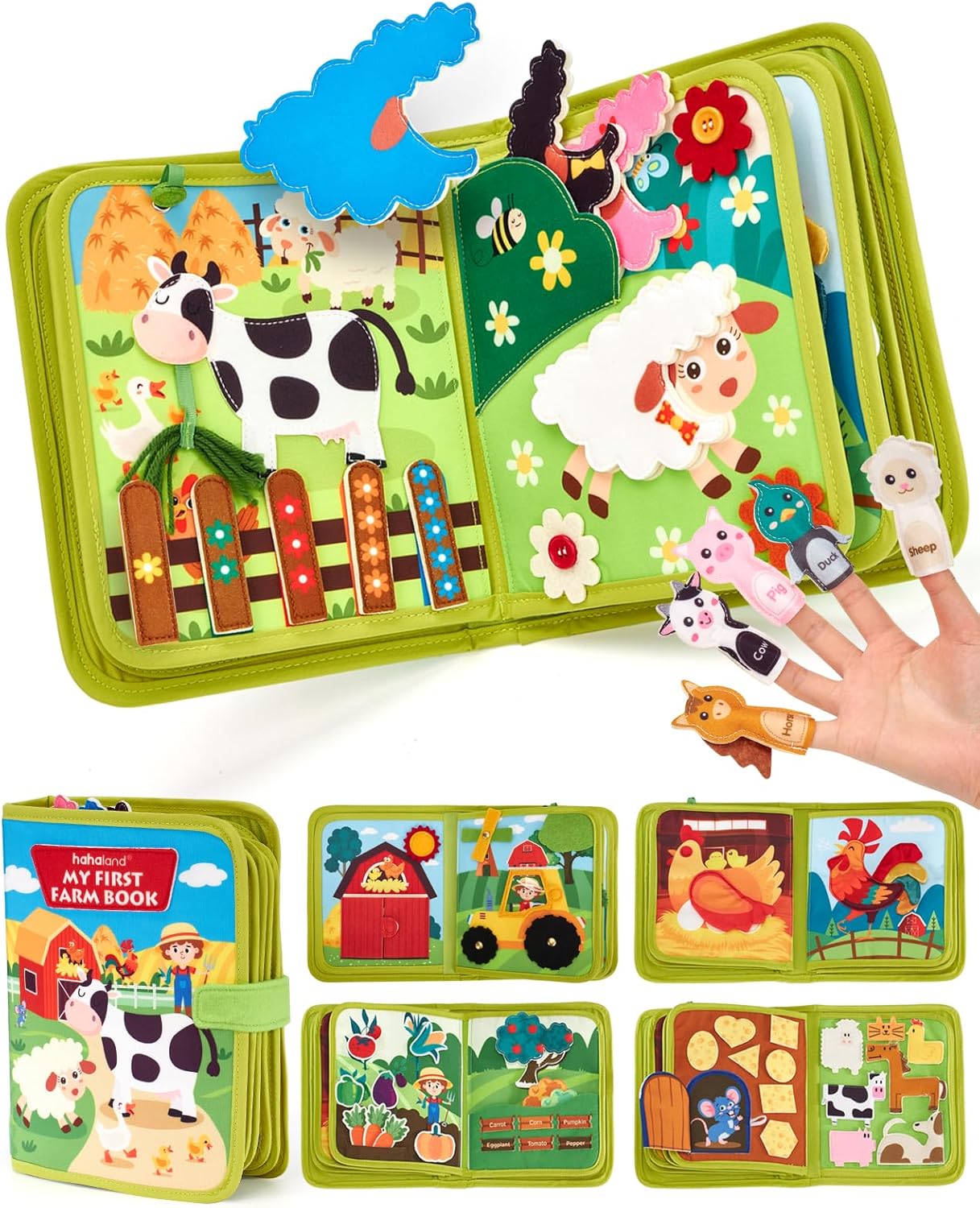 hahaland Busy Book for Toddlers 1-3 - Montessori Toys Busy Board for 1 Year Old Boy Gifts Girl Toys Educational Learning Quiet Activity Books Gifts Toddler Easter Basket Stuffers One Year Travel Toys