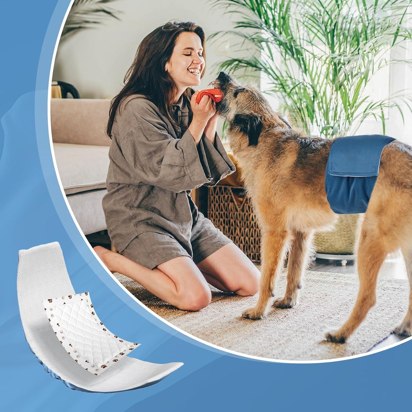 MICOOYO Dog Diaper Liners, Dog Diaper Pads, Disposable Dogs Booster Pads for Puppy, Belly Band Dogs Diapers Liners Male Doggie Diapers Inserts (Paws, XS 50Count)