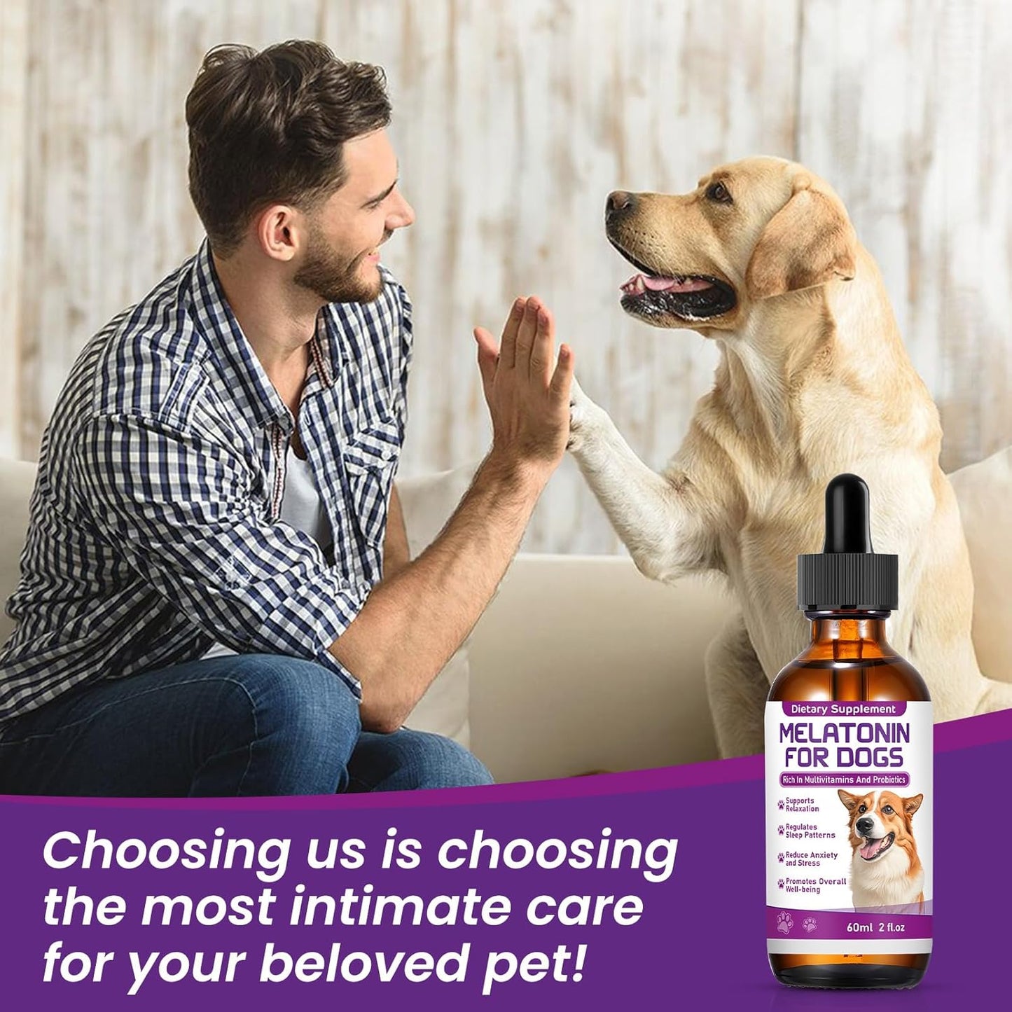 Melatonin for Dogs,Dog Sleep Aid,Calming for Dogs,Promote Relaxation,Reduce Anxiety and Stress,Regulates Sleep Patterns,Promotes Overall Well-Being,Vitamin and Probiotic Enriched Dog Melatonin