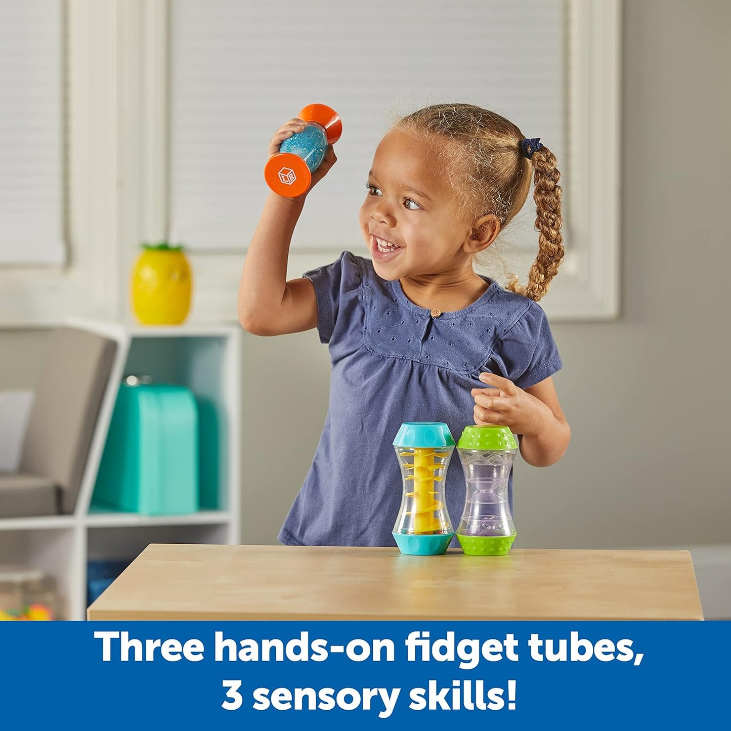 Learning Resources Sensory Trio Fidget Tubes - Tactile Play Tools, Kids Travel Essentials Toys, Self-regulation Aids, Calm Down Corner Supplies, Bin Activities