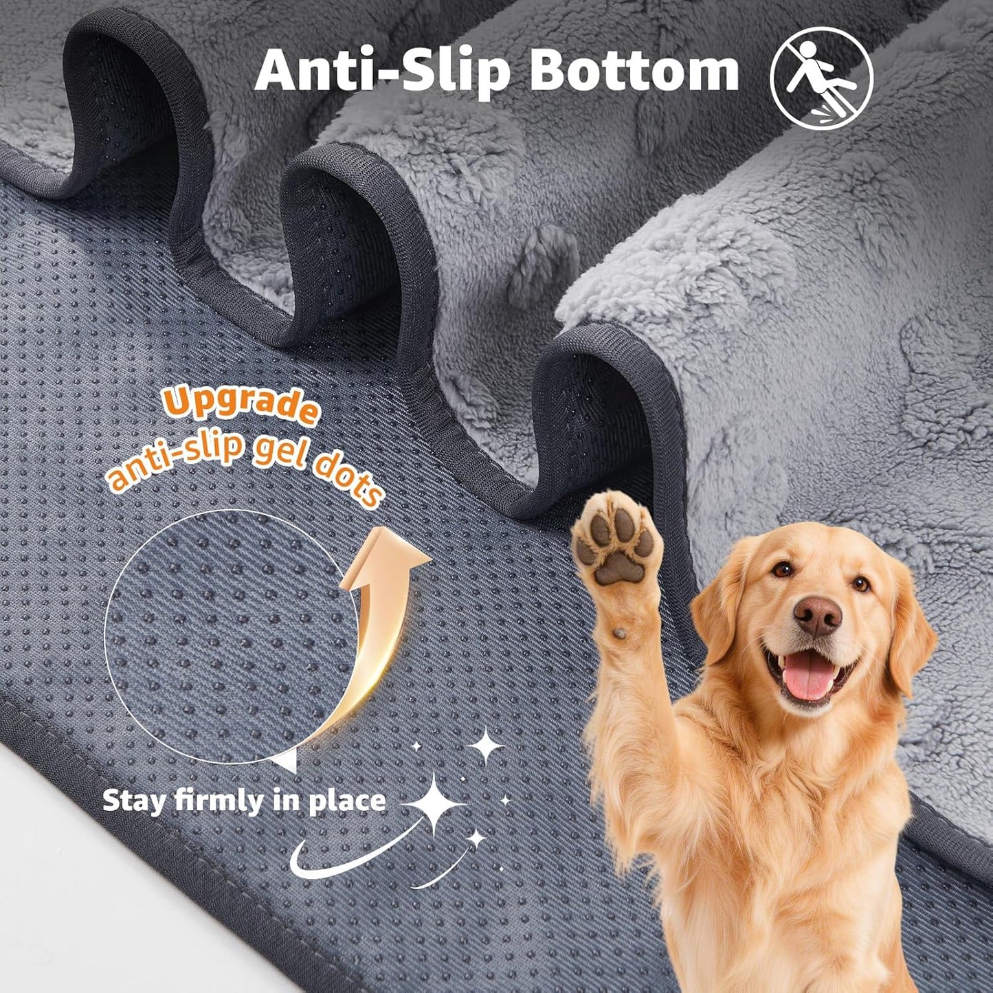 LOOBANI Washable Pee Pads for Dogs 36"x48", 2 Packs Extra Large Whelping Pads for Floor, Playpen, Super Absorbent Reusable Dog Mat, Waterproof Puppy Pads for Incontinence, Housebreak,Crate,Gray