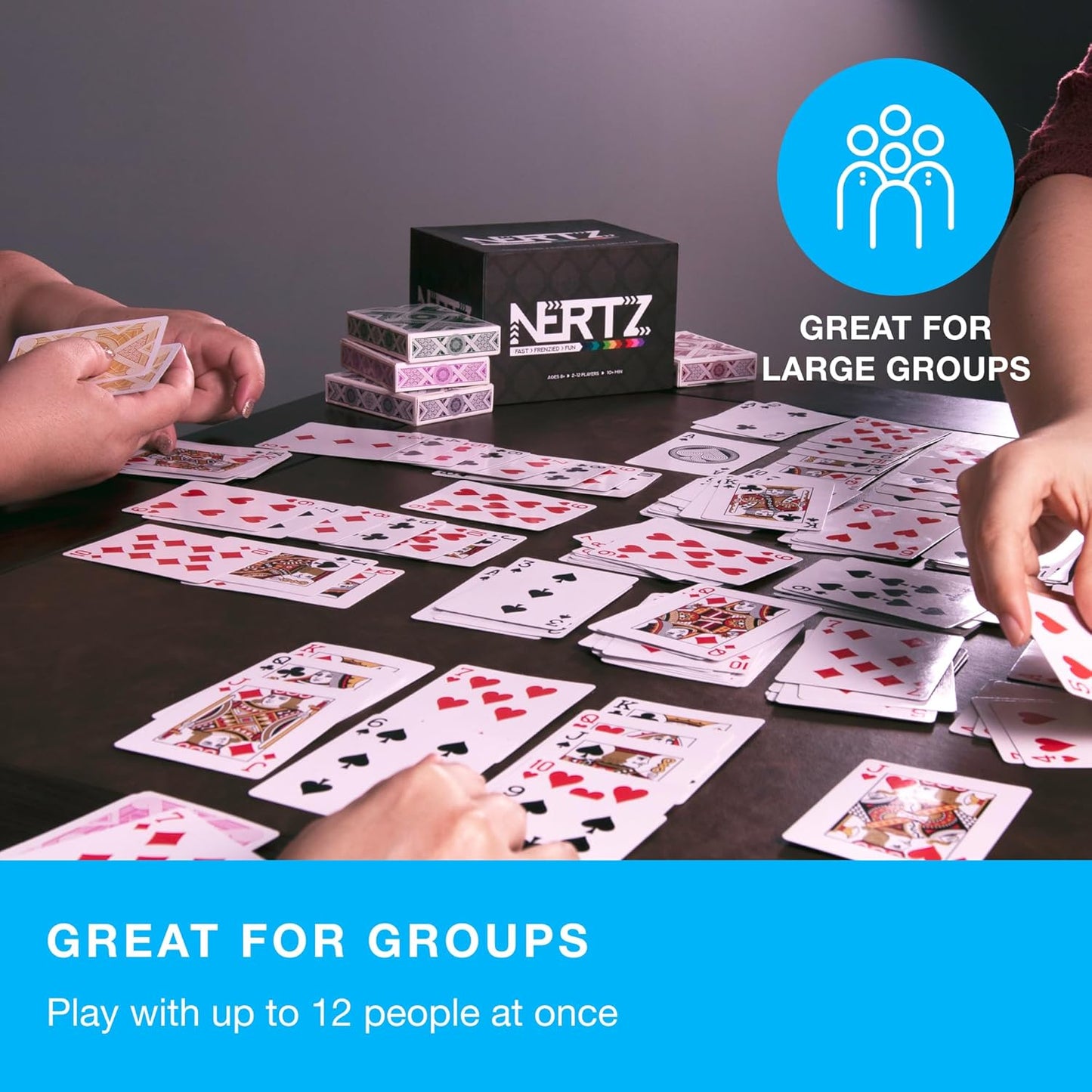 Brybelly Nertz Card Game 12 Decks of Standard 3.5 x 2.5 Wide Poker Cards - Playing Cards 12 Pack for Dutch Blitz Card Game with 12 Unique Colors
