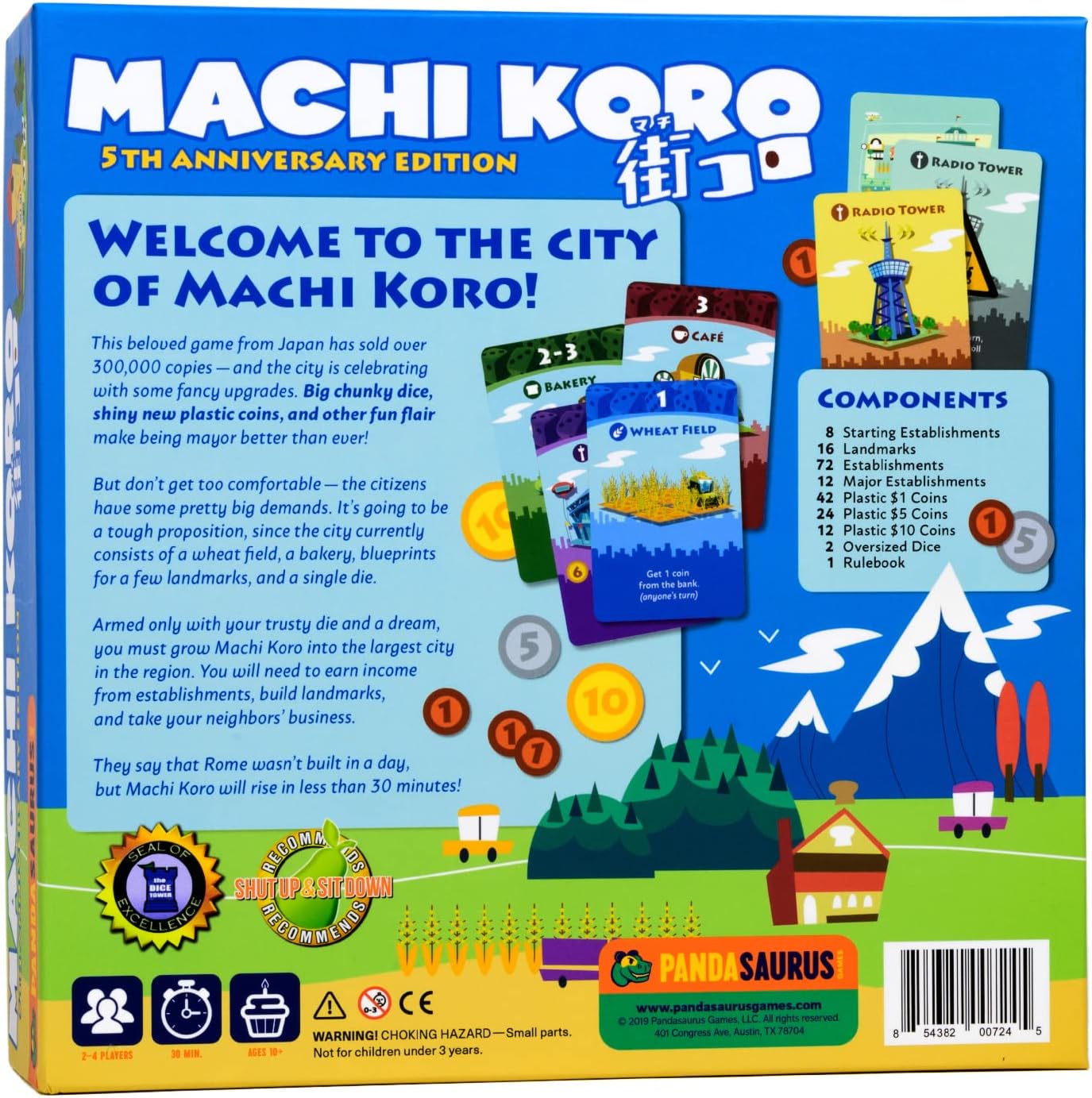 Machi Koro Board Game The Ultimate City-Building Game! Fast-Paced Dice Rolling Strategy Game for Kids and Adults, Ages 8+, 2-4 Players, 30 Minute Playtime, Made by Pandasaurus Games