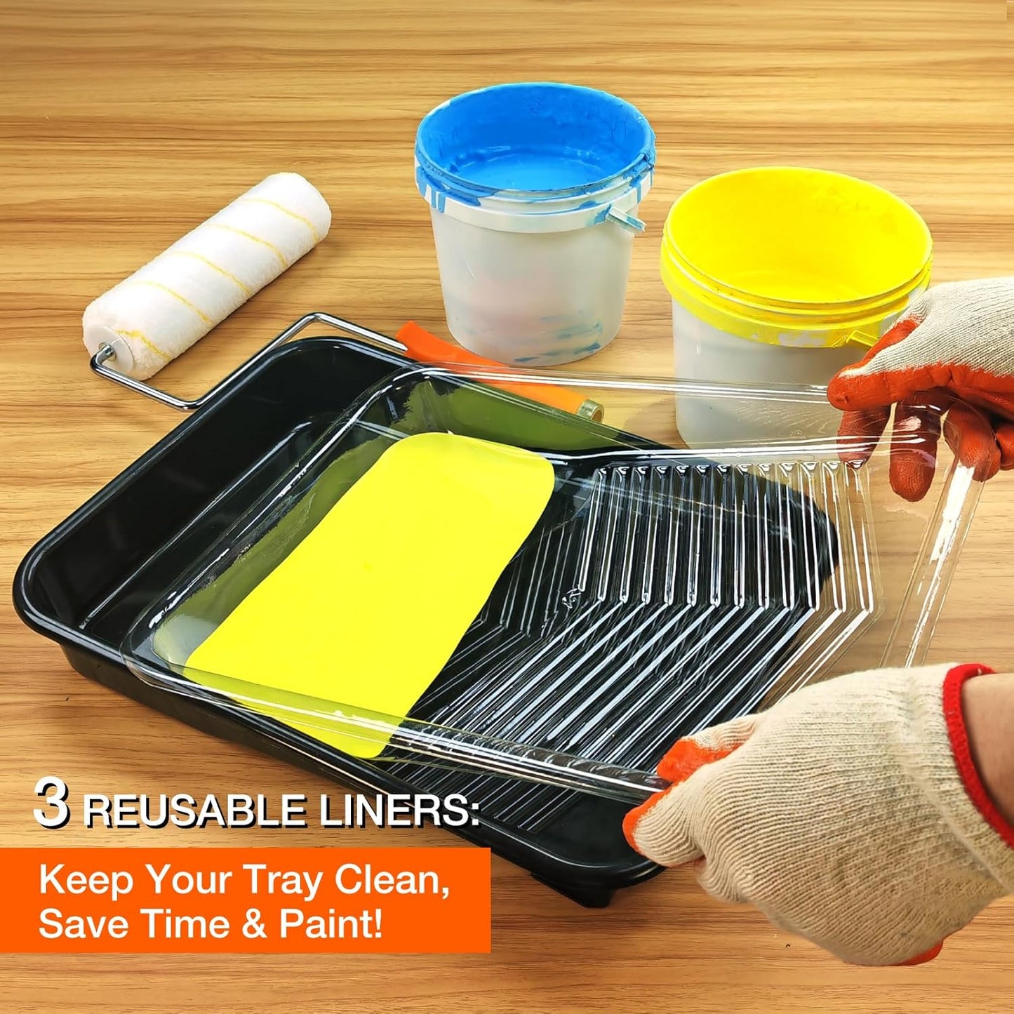 King Origin 18 Pcs Paint Roller Kit - 9" & 4" Paint Roller Covers, Paint Tray with Liners, Brush, Scrapers & Tools | All-in-One Painting Supplies for Walls, Ceilings, DIY Home | Paint Kit for House