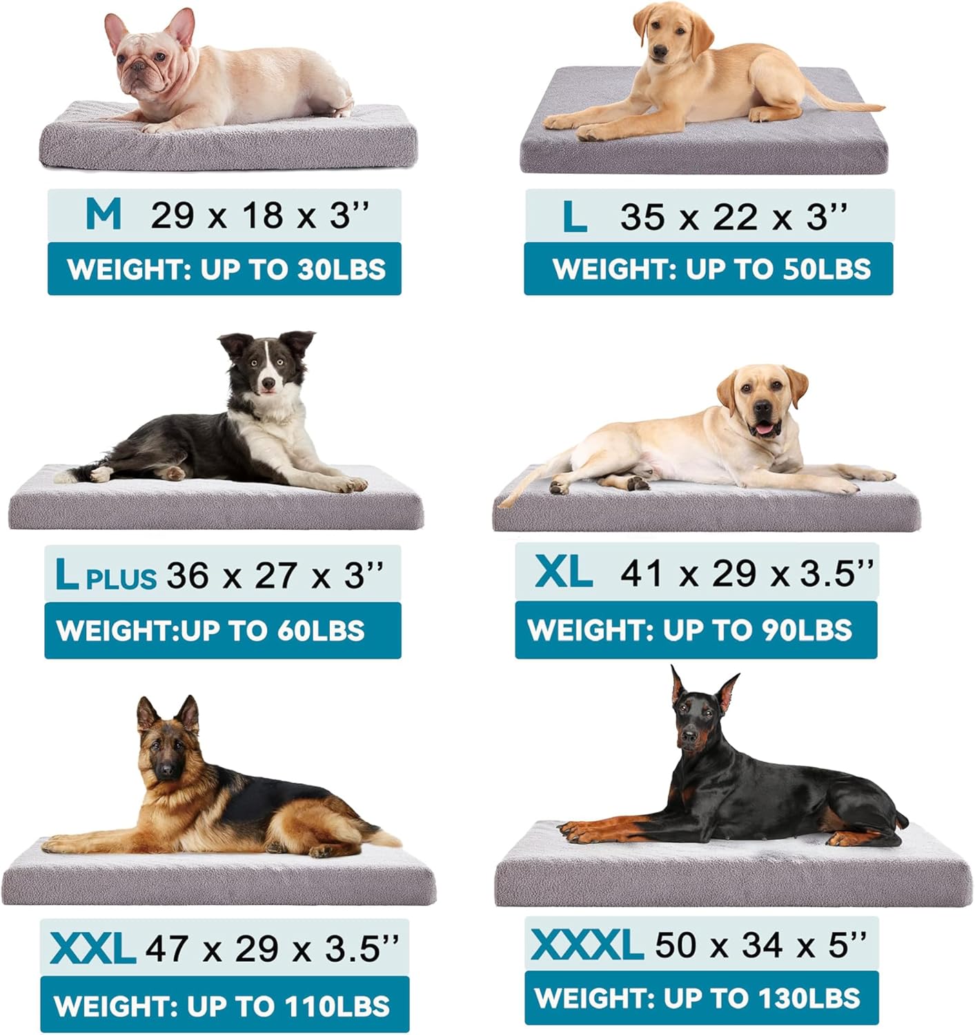 Orthopedic Extra Large Dog Bed for Large Dogs, 41 inches XL Washable with Waterproof Liner and Cooling Gel Memory Foam, Fits up to 90 lbs Pets