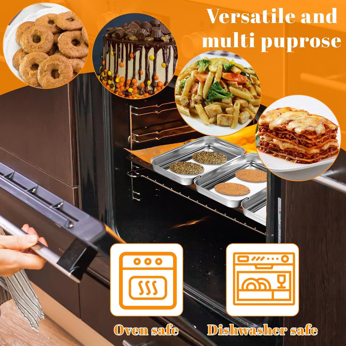 Breading Trays Set of 3 Dredging Trays for Cooking, Stainless Steel Breading Pans Set for Marinating Meat, Chicken, Fish, Food Prep Tray