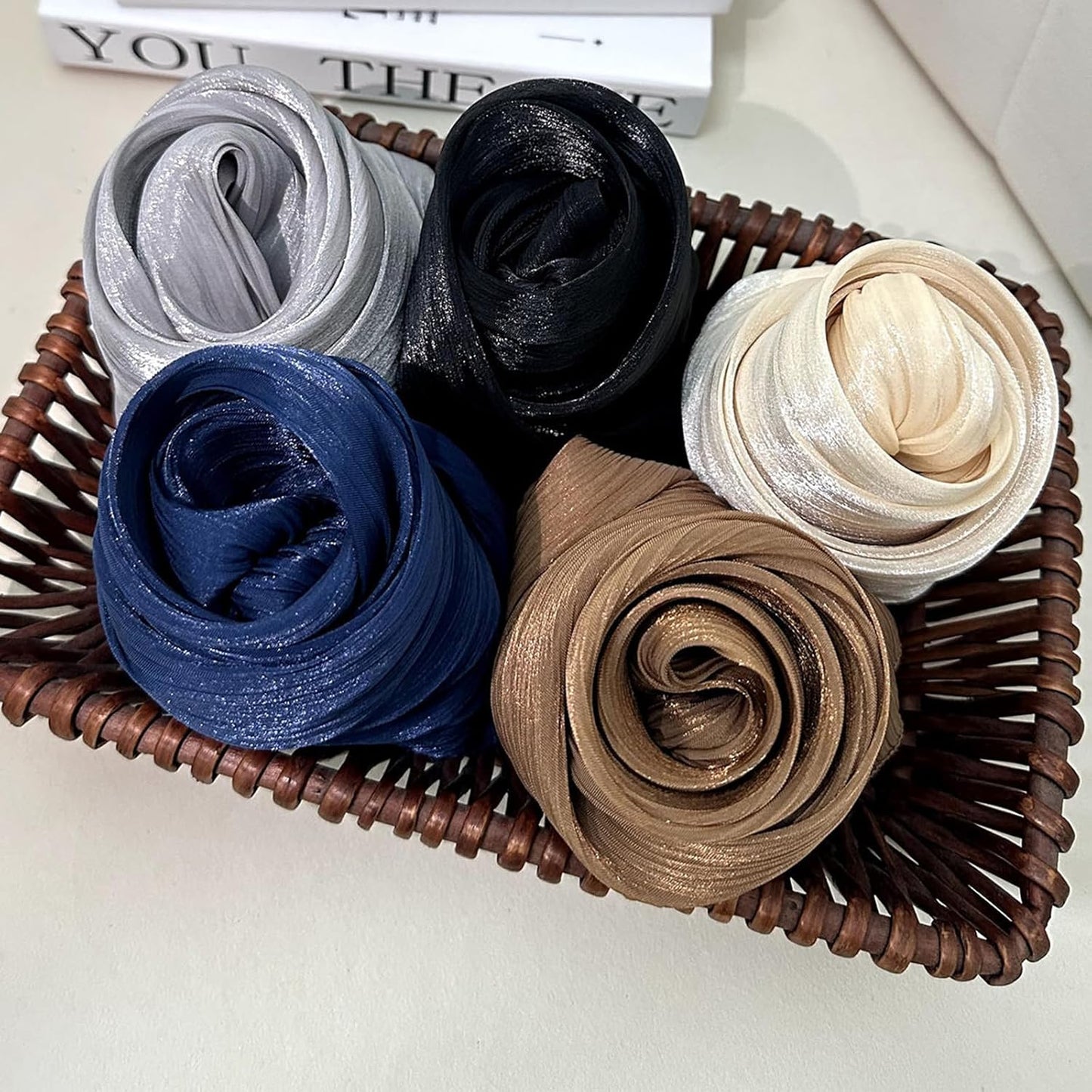 Women Premium Hijab Head Scarf Lightweight Shimmer Scarves Crepe Wedding Shawls and Wraps for Evening Dresses Shiny