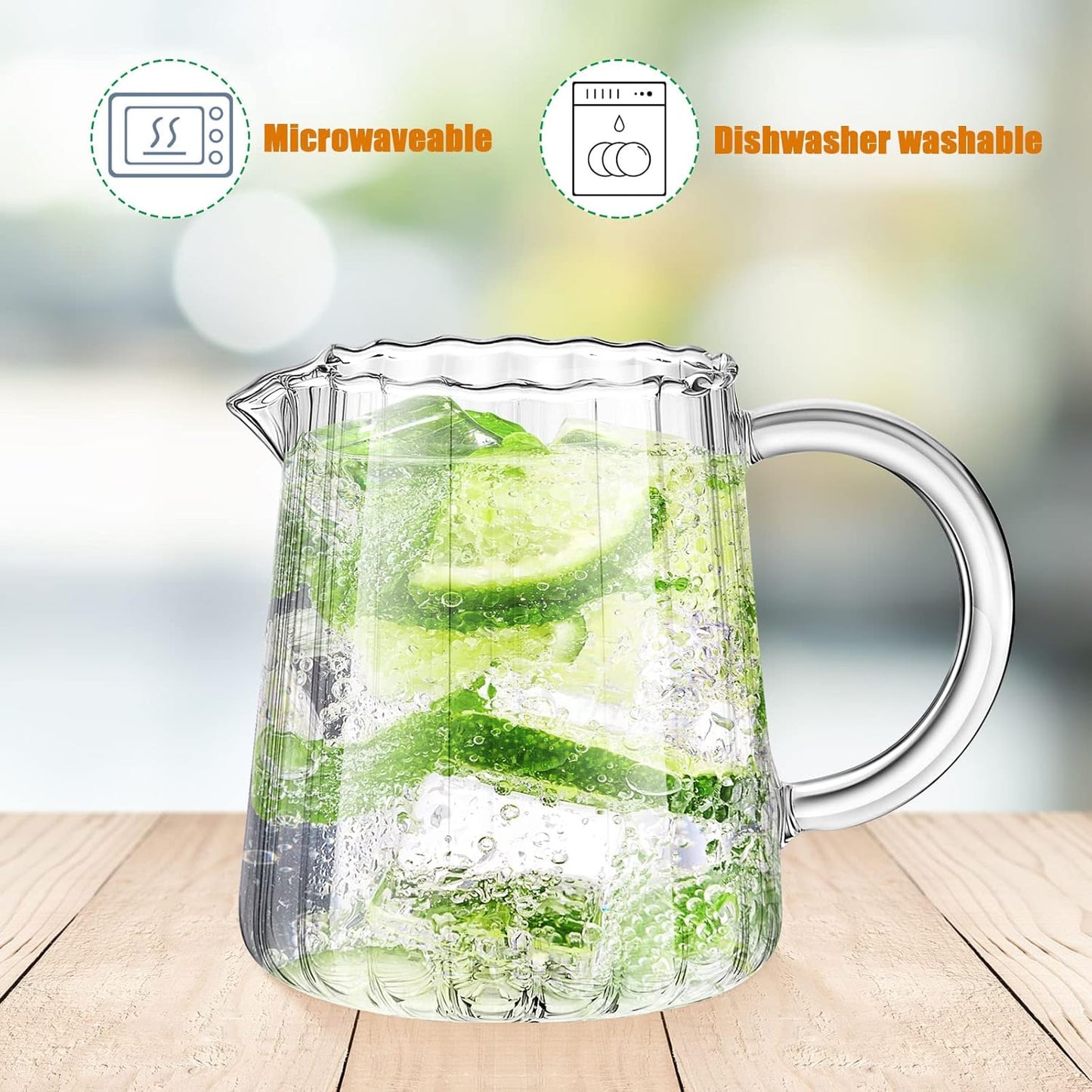 Leinuosen 2 Pcs Glass Pitcher Elegant Shaped Glass Tea Pitcher Coffee Milk Creamer Pitchers Creative Milk Frothing Pitchers Frother Cup Creamer Jug(250 ml,Wave Style)