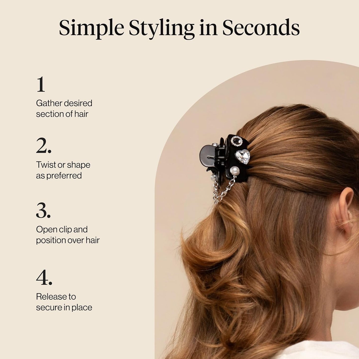 Kitsch Medium Hair Clips for Women – Strong Hold Claw Clips for Thick or Thin Hair – Recycled Plastic, Non-Slip, Durable (Vintage Black)