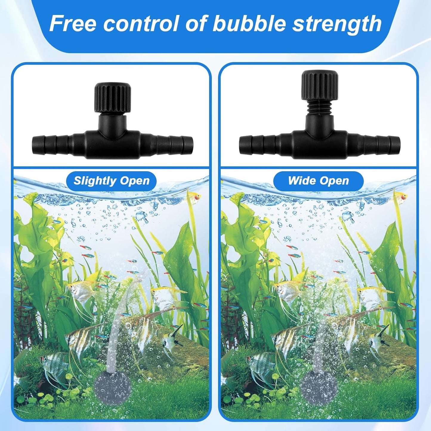 Aquarium Air Valve, 10 Pcs Aquarium Air Pump Control Valves T Shaped Single Way Plastic Air Flow Control Regulator Aquarium Air Pump Accessories for Fish Tank 3/16" ID Tubing (Black)