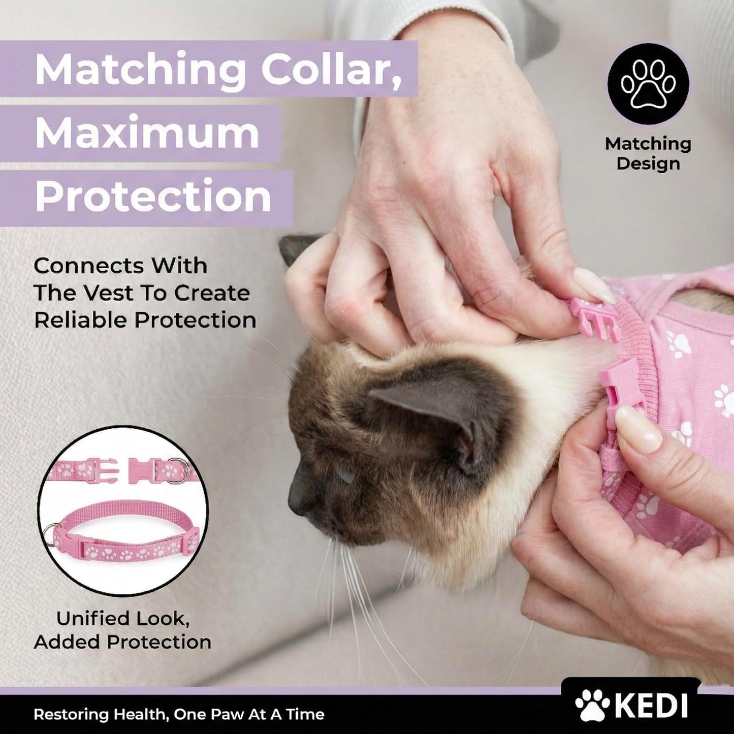 Cat Surgery Recovery Suit Female Cat Onesie for Cats After Surgery Spay Surgical Abdominal Wound Skin Diseases E-Collar Alternative Wear (Pink, Large)
