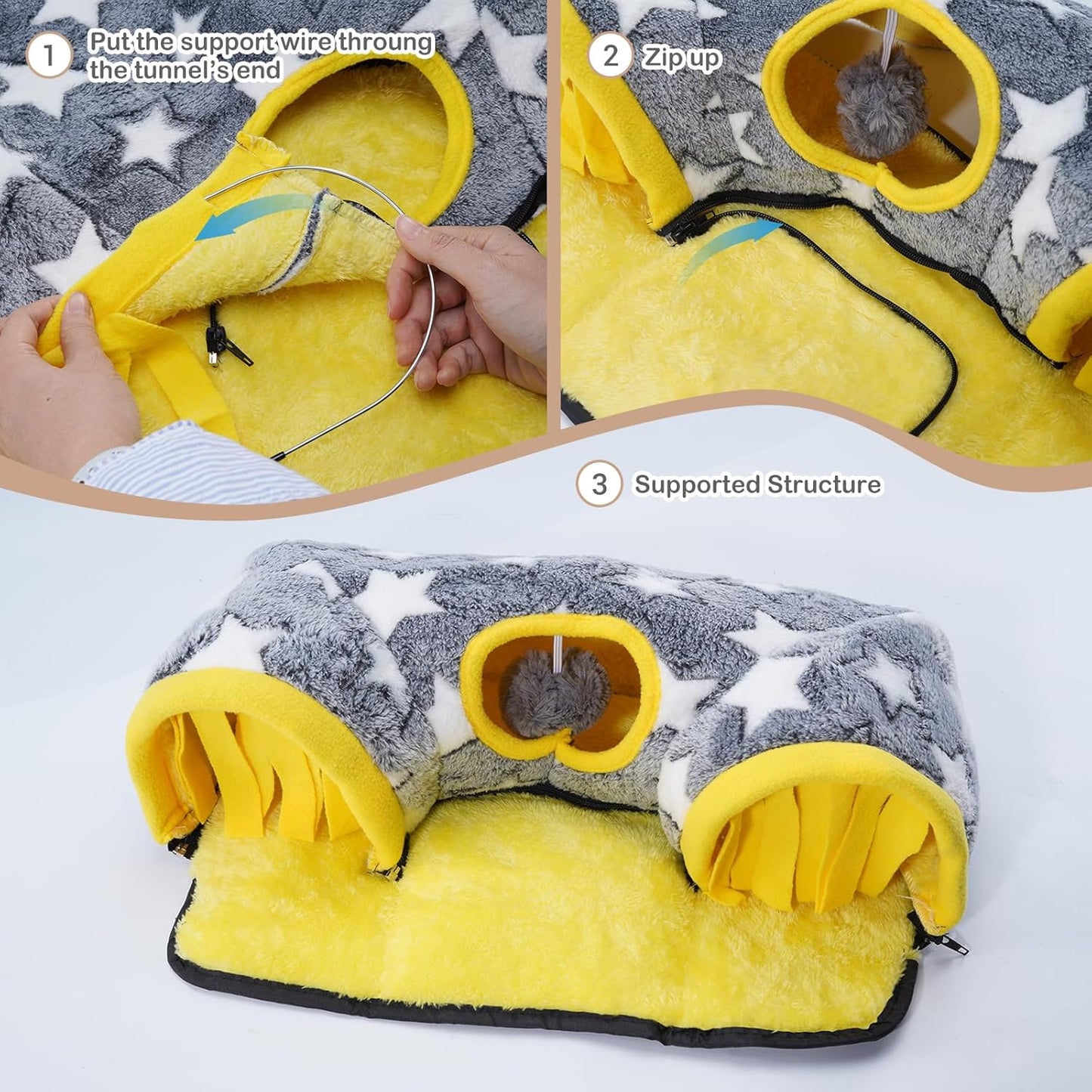Avont Guinea Pig Hideout Tunnel, Large Hideaway Play Tube Toys Mat for Small Animal Dwarf Rabbits Bunny Chinchillas Hamsters Hedgehogs Ferrets Bearded Dragons and Rats -Star