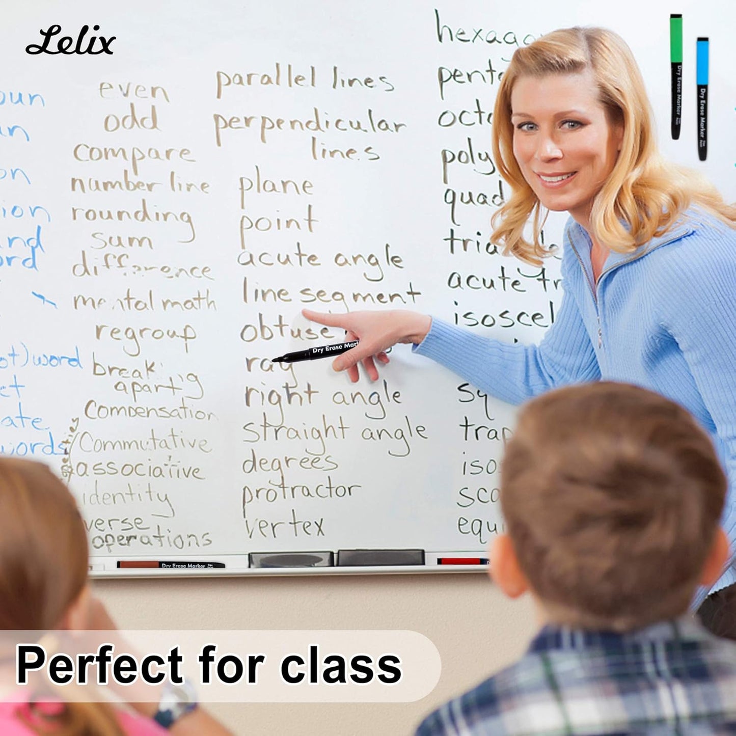 Lelix 15 Colors Dry Erase Markers, Magnetic Whiteboard Markers Fine Point with Eraser for Back to School, Office, Home Perfect for Writing on White Board, Dry Erase Board, Mirror, Glass