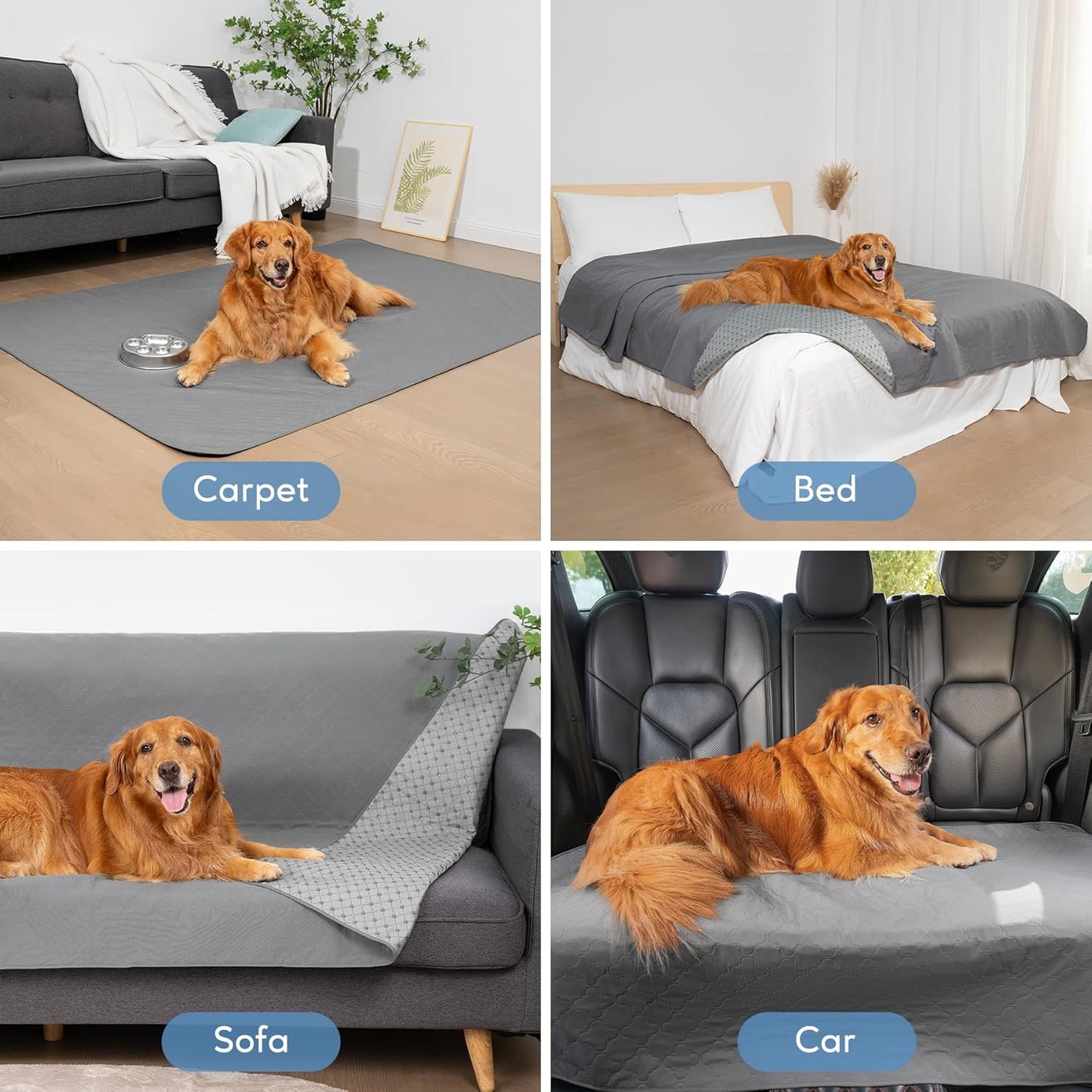 Waterproof Pet Couch Cover Dog Blanket Non-Slip Sofa Covers for Puppy Cat Washable Dog Bed Cover Leakproof Couch Protector for Sofa, Car (Grey, 52x82 Inch)