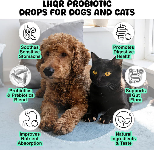 Liquid Probiotics for Dogs & Cats with Prebiotics & Digestive Enzymes - 3-in-1 Formula for Gut Digestive Health & Nutrient Absorption, Supplement Drops - 1.2 Billion CFU - 2 FL Oz
