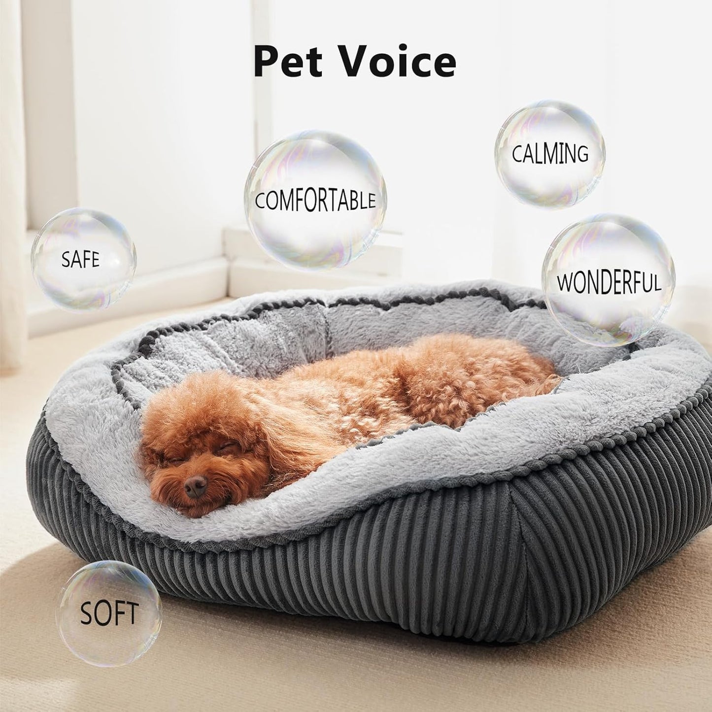 SIWA MARY Medium Dog Beds for Medium Small Dogs Washable, Rectangle Dog Bed Medium Size Dog, Orthopedic Warming Soft Calming Sleeping Puppy Bed Durable Pet Bed with Anti-Slip Bottom(25"x21"x8")