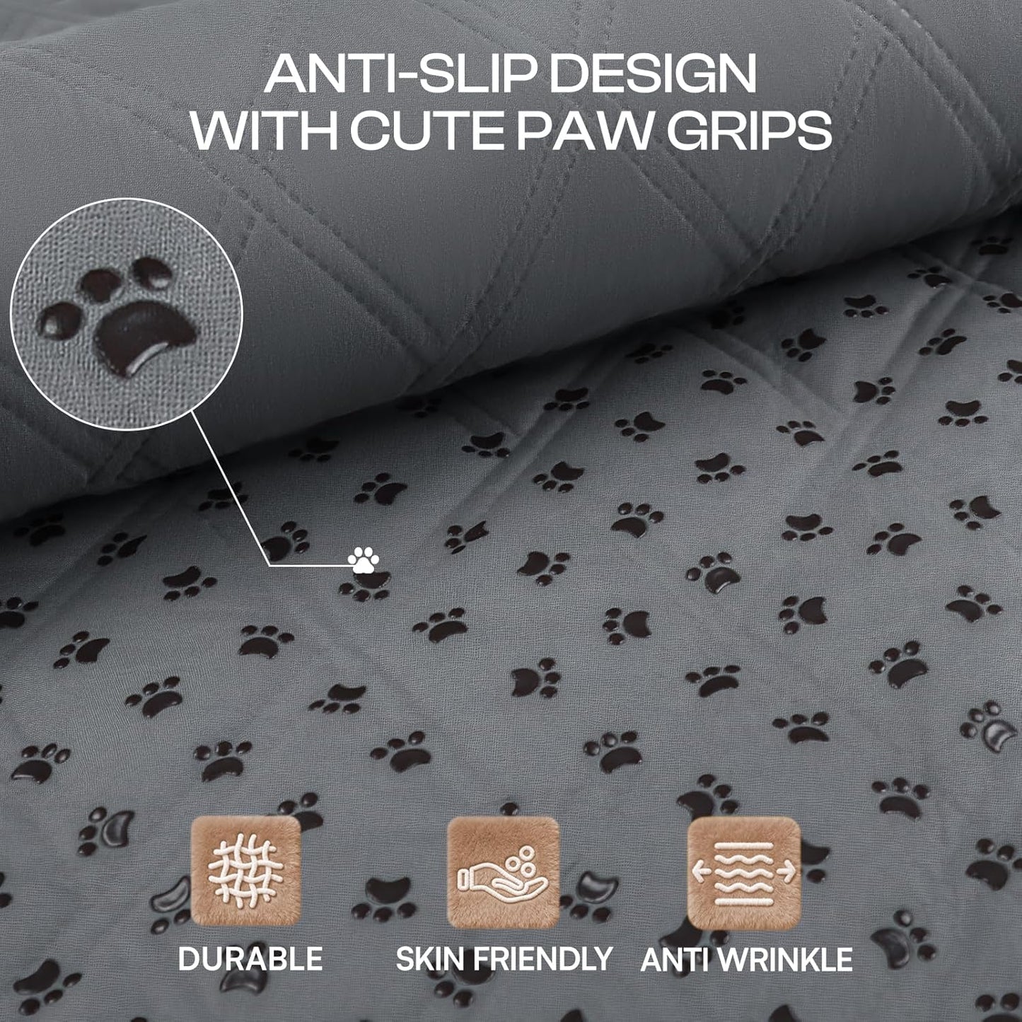 Luciphia 100% Waterproof Couch Cover Blanket for Dogs Anti-Slip Pet Couch Protector Sofa Mat Puppy Cat with Non-Slip Bottom, Grey, 40x50 Inch