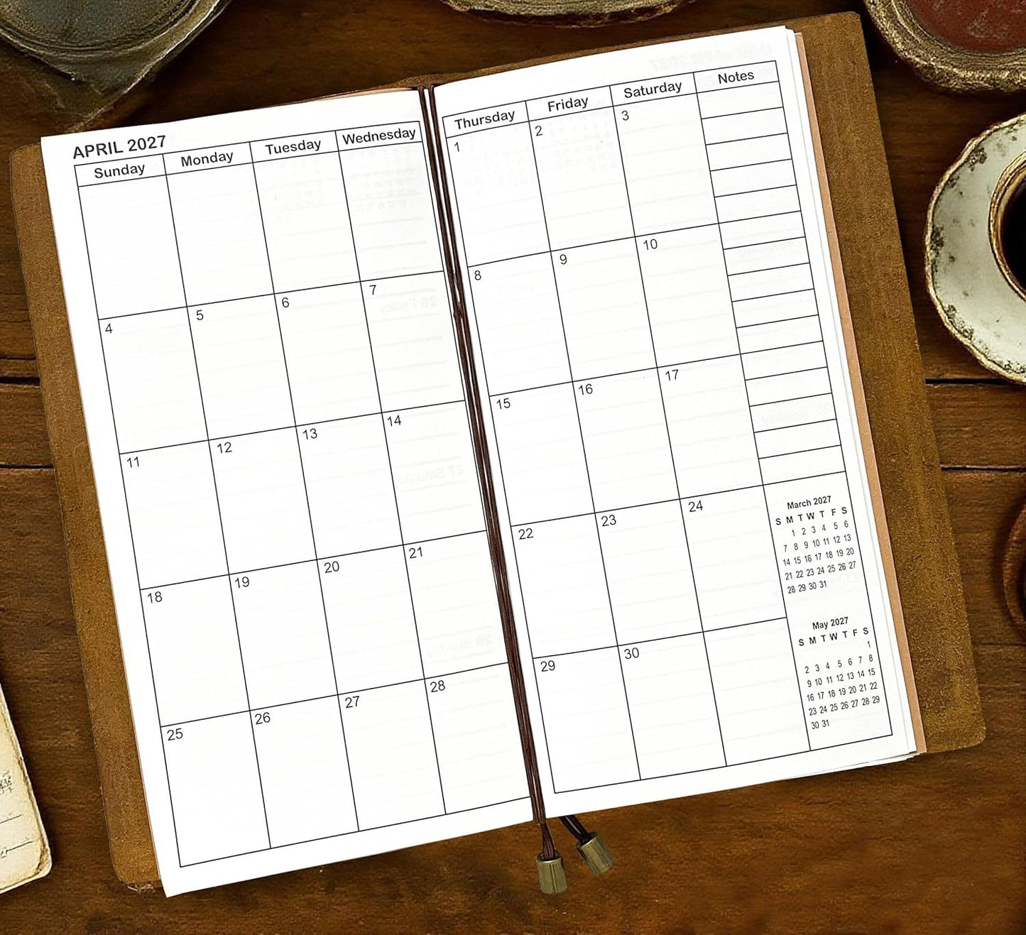 Travelers Notebook Inserts Jan 2026 - Dec 2027, Travelers Notebook Calendar 2 Years, Monthly Planner, Regular Size TN Journal, 8.3 x 4.25 inches, 1pcs