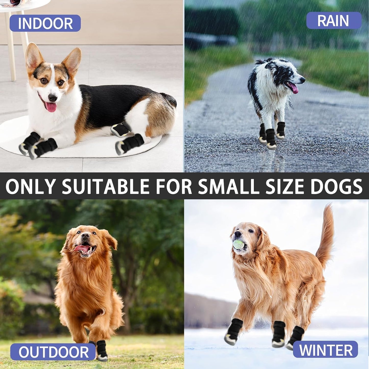 MOOB Dog Shoes for Large Dogs, Dog Boots & Paw Protectors, Dog Shoes for Large Dogs, 4Pcs Medium Dog Booties with Rugged Anti-Slip Sole and Outdoor Reflective for Snowy Day,(Size 6)