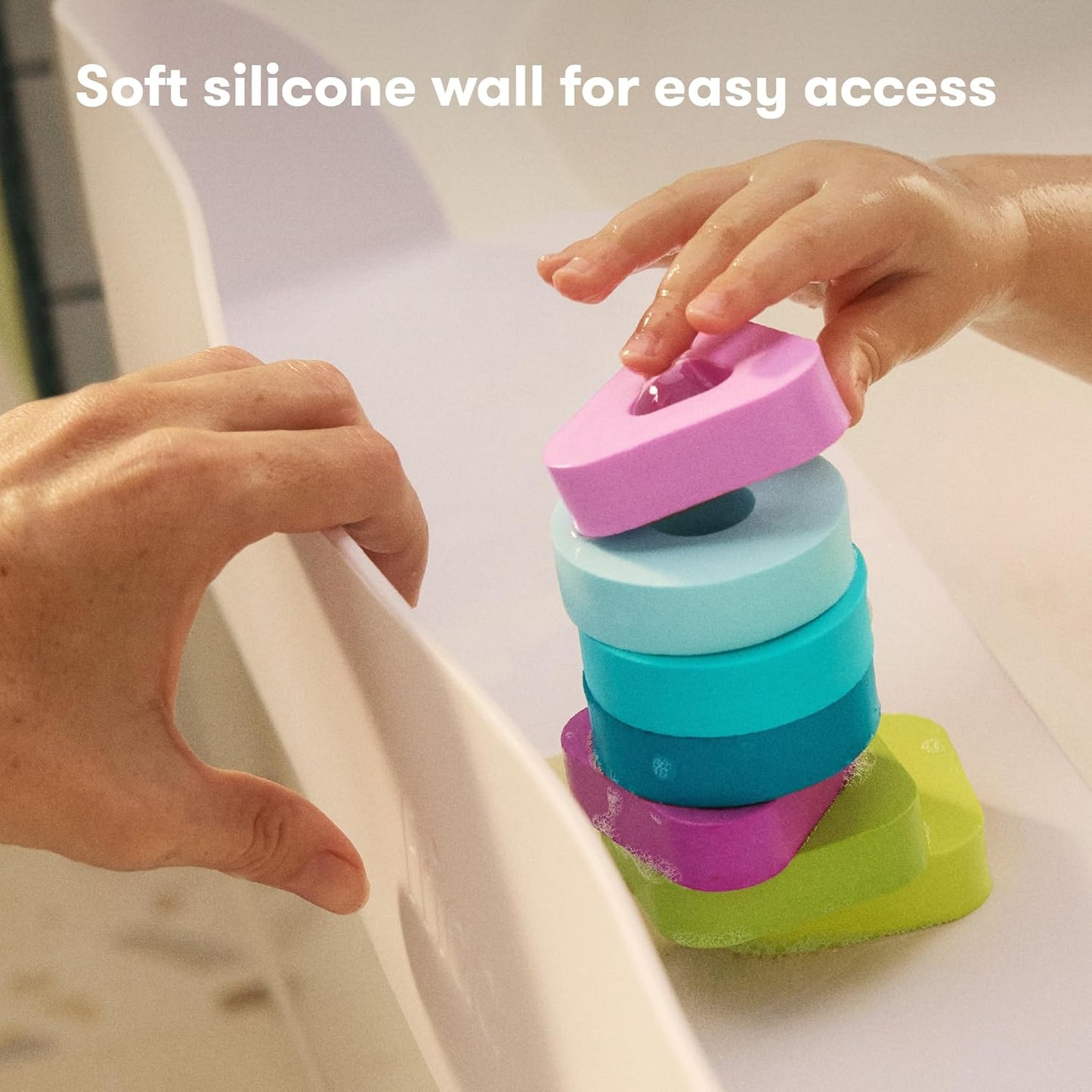 Frida Baby Splash Bathtub Shelf Allows Kids to Splash with No Mess, Shelf Barrier Prevents Water from Escaping Out of the Tub, Extend & Use As Surface to Play On, Attaches to Tubs & Folds to Put Away