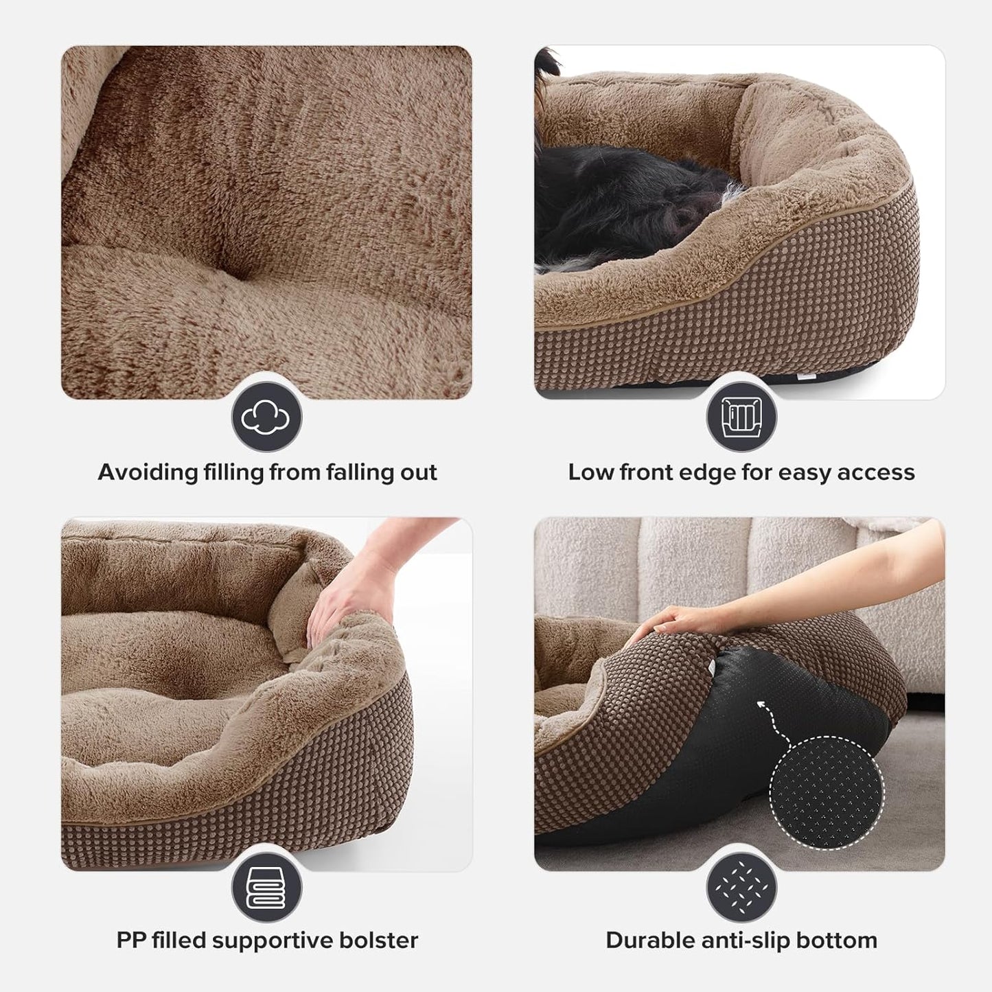 INVENHO Large Dog Beds Large Sized, Washable Orthopedic Warming Soft Sleeping Durable with Anti-Slip Bottom