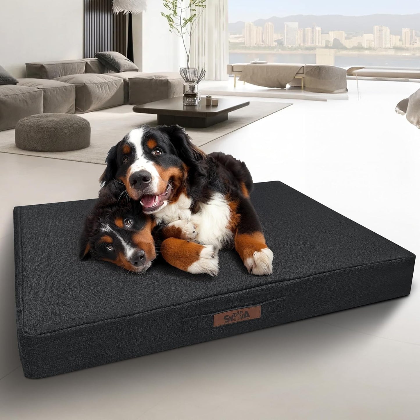 Sytopia 36-Inch Waterproof Orthopedic Dog Bed, L for Giant and Extra Large Dogs, Supports Up to 60 lbs, for Indoor and Outdoor Use, Dark Grey