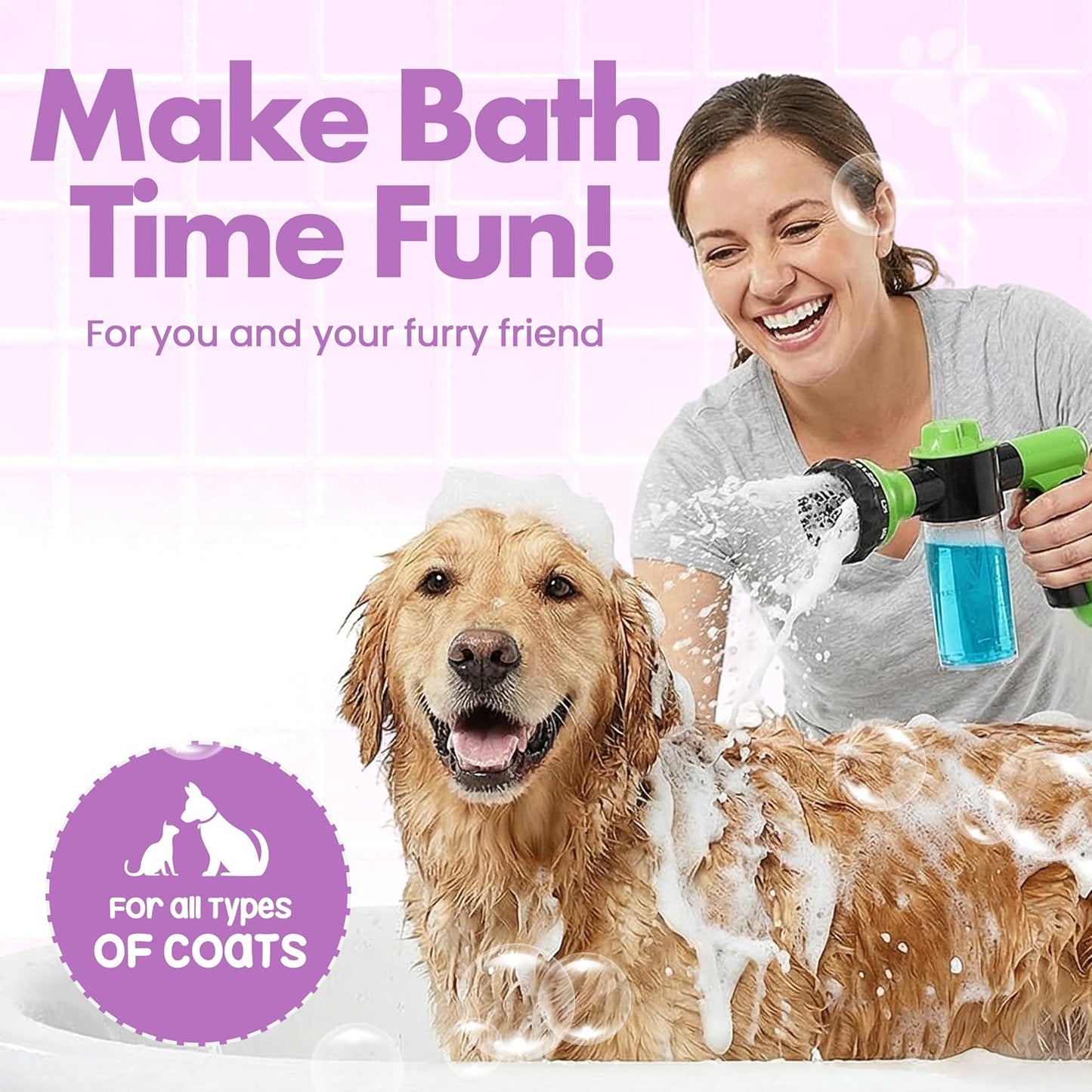 Soap & Shampoo Dispenser for Pet Wash and Garden Hose Sprayer Nozzle by Girl With The Dogs