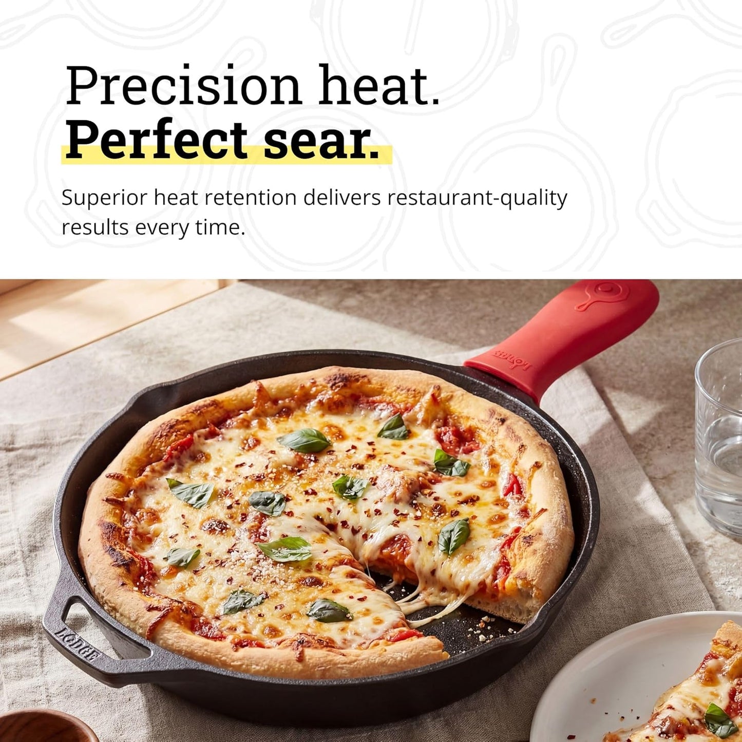 Lodge Seasoned Cast Iron Skillet - Quality Frying Pan for the Stove, Oven, Grill & Campfire - Includes Silicone Hot Handle Holder - Non-Toxic, Nonstick & Long-Lasting - 12 Inches