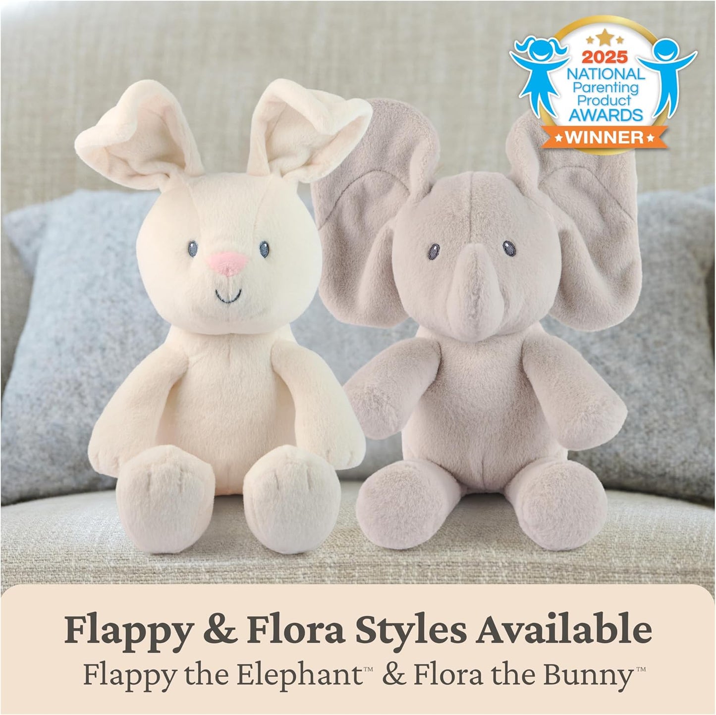 GUND Baby Peek-a-Boo Flappy Elephant Plush, Elephant Stuffed Animal, Baby Toy for Ages 0 and Up, Gray, 7" (Batteries Not Required)