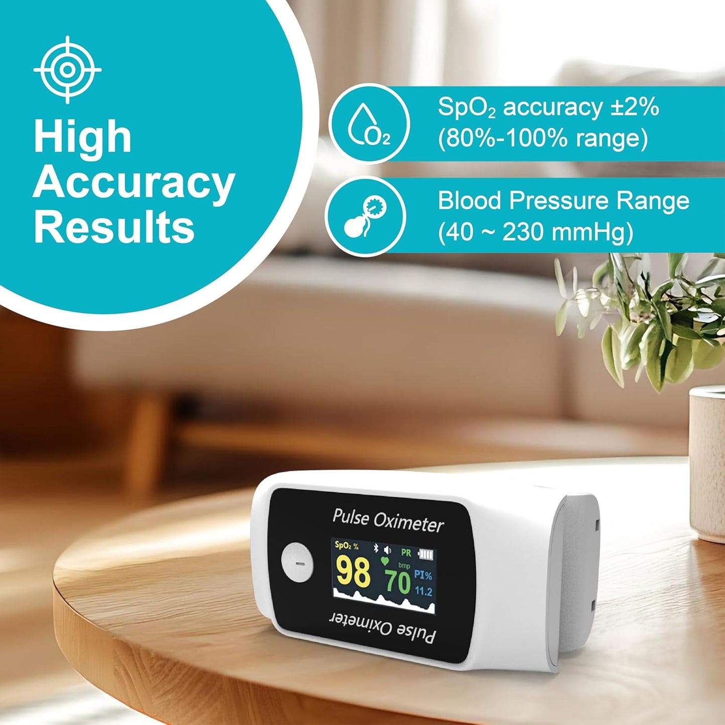 Bluetooth Fingertip Pulse Oximeter with Respiration Pressure,High Accuracy O2 Meter for All Skin, Portable SPO2 & Pulse Rate Monitor for Children Adults,Carry Bag and Lanyard Included