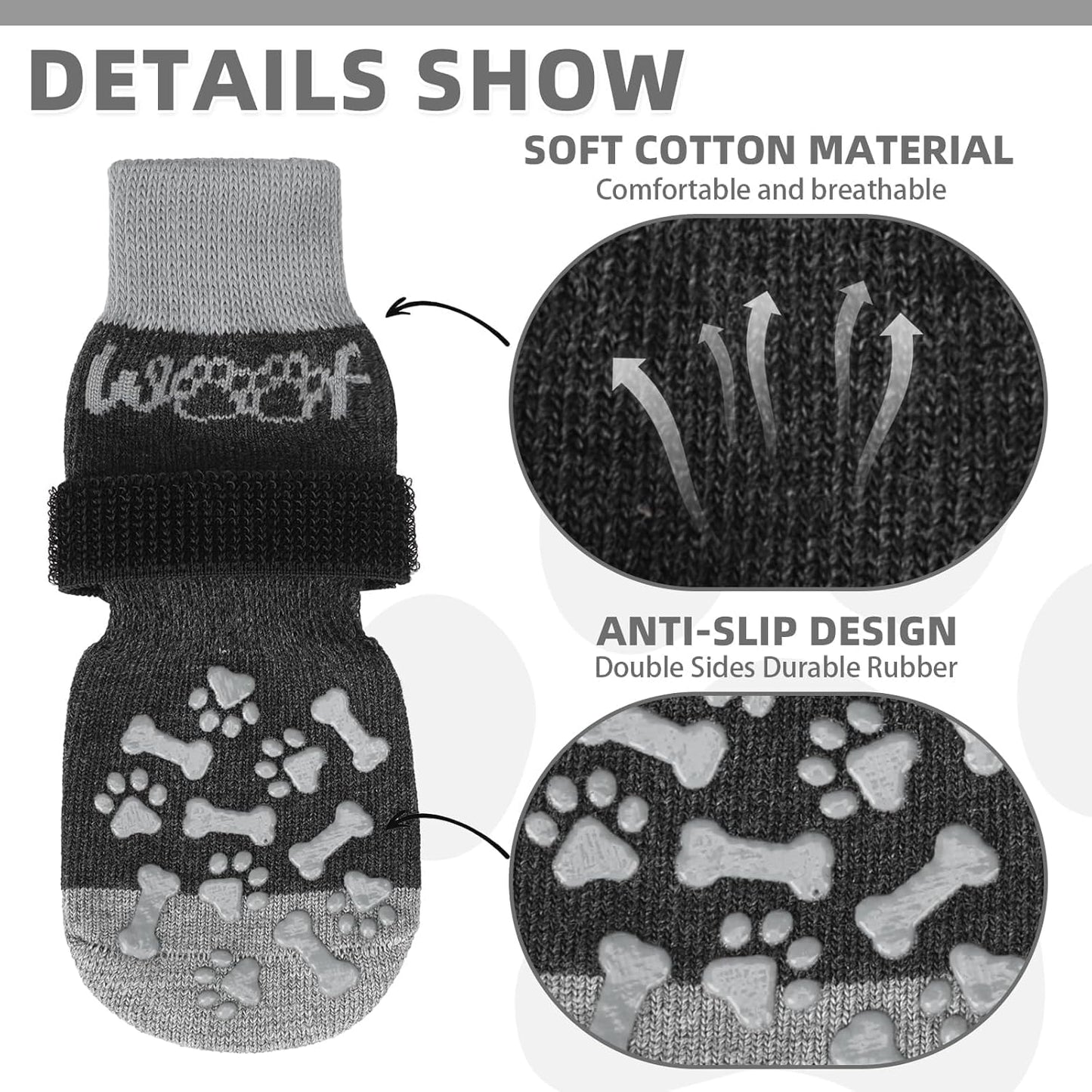 KOOLTAIL Dog Socks Shoes for Hot Pavement to Prevent Licking Paws, Winter Dog Boots&Paw Protector for Hardwood Floors Anti Slip,Traction Control Grip Booties for Small Medium Large Senior Dogs,Black M