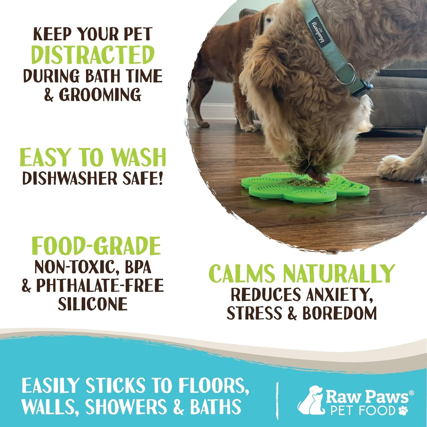 Raw Paws Licking Mats, 2-ct - Boredom Busters for Dogs in Shower, Licking Mat for Dogs - Dog Distraction Mat, Dog Slow Feeder Mat - Interactive Mat for Calming Anxiety - Lick Pad for Dogs & Cats