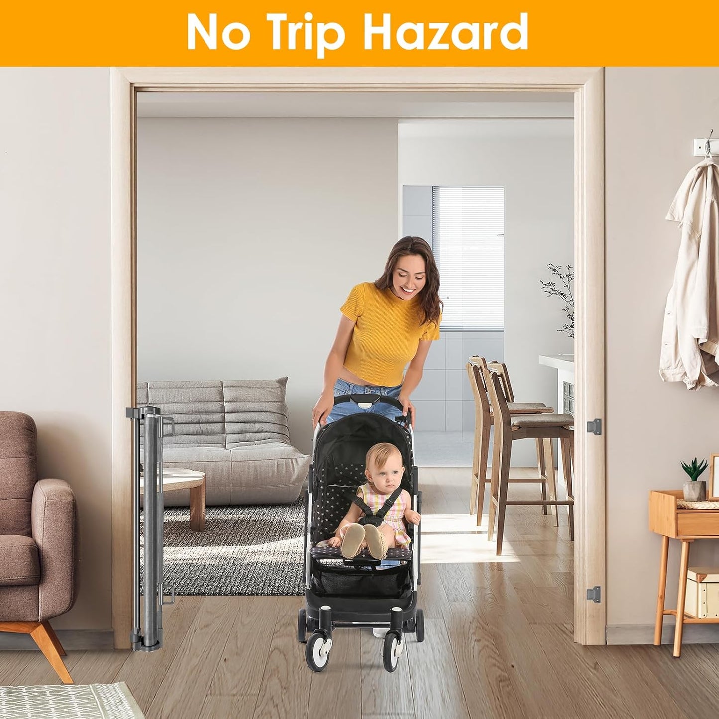 140 Inch Outdoor Retractable Gate for Dogs Extra Wide Baby Gate Retractable Dog Gates for Doorway Extra Wide Dog Gate for Large Openings Extra Wide Pet Gate for Stair Retractable Baby Gates for Stairs