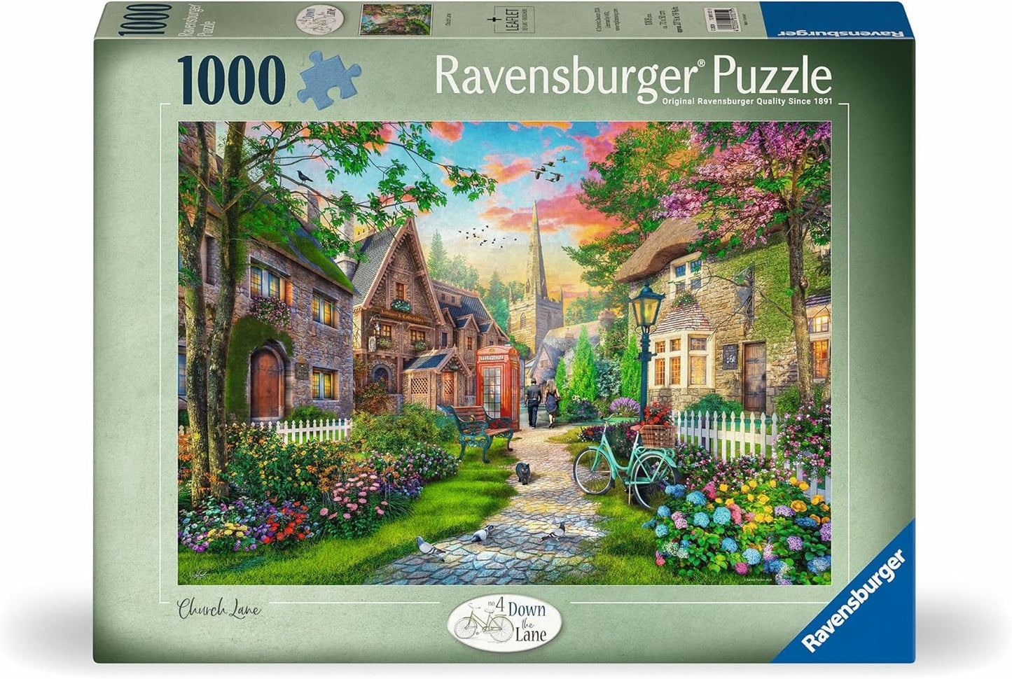 Ravensburger - Church Lane - 1000 Piece Jigsaw Puzzle - Charming English Village Church - Bright, Peaceful Imagery - Frameable - Premium Quality - Puzzles for Adults